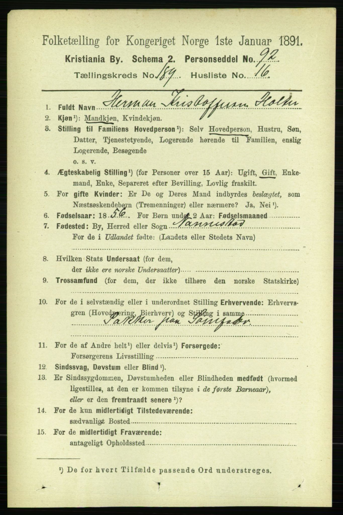 RA, 1891 census for 0301 Kristiania, 1891, p. 113823