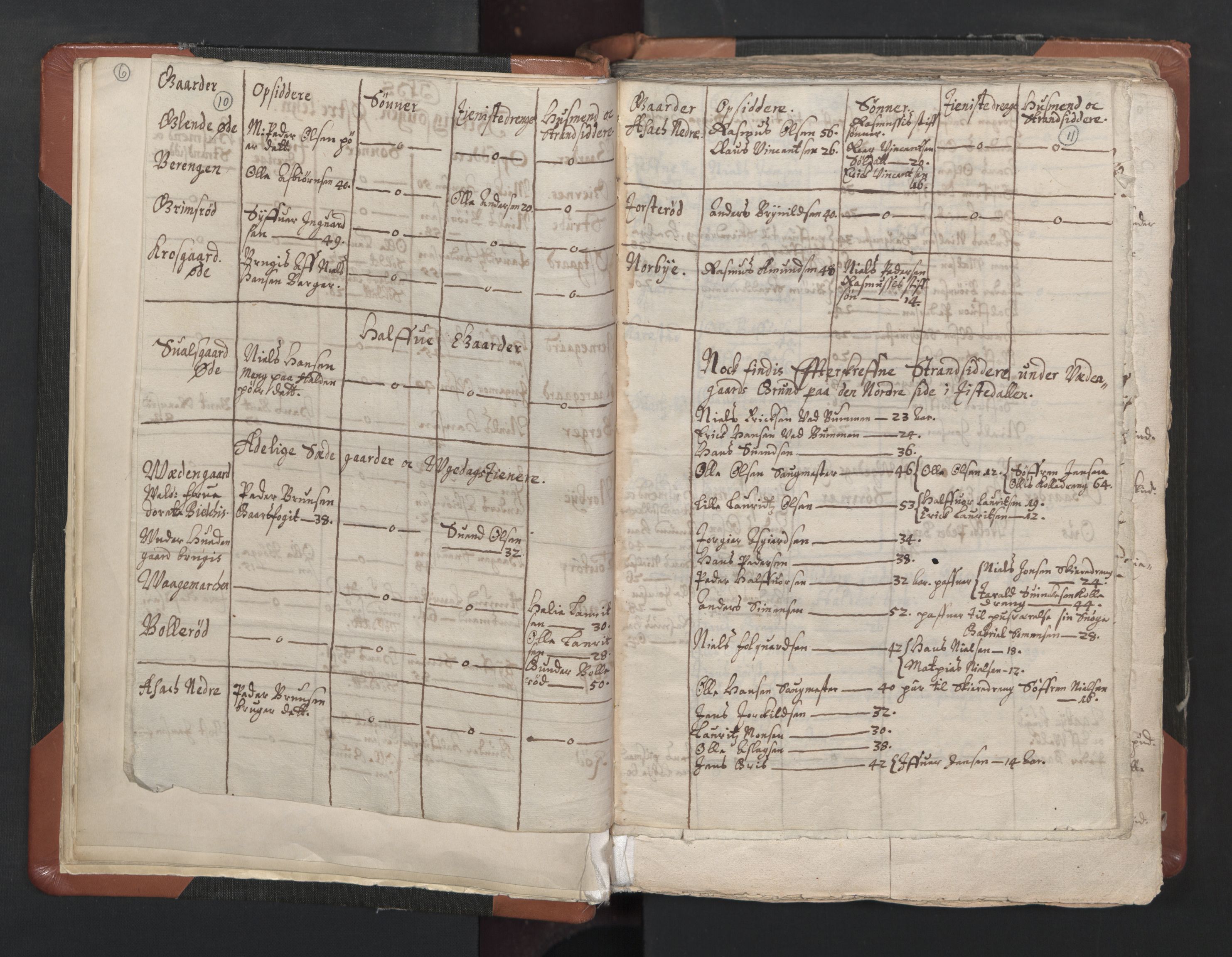 RA, Vicar's Census 1664-1666, no. 1: Nedre Borgesyssel deanery, 1664-1666, p. 10-11