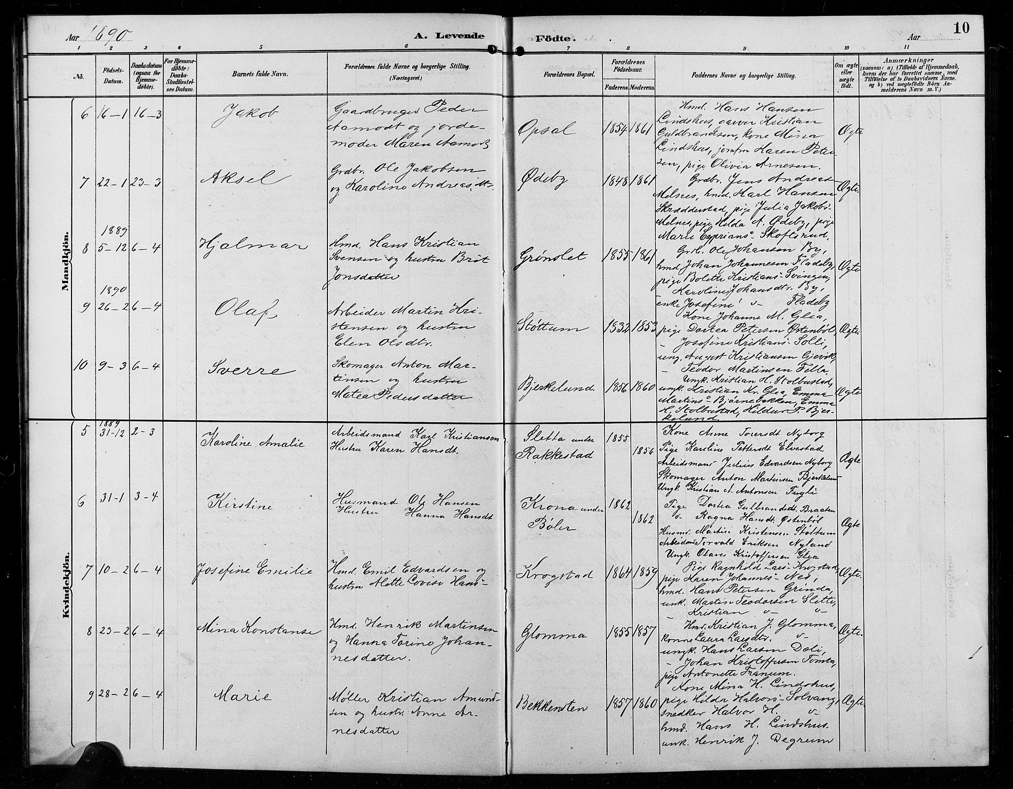Enebakk prestekontor Kirkebøker, SAO/A-10171c/G/Ga/L0006: Parish register (copy) no. I 6, 1889-1911, p. 10