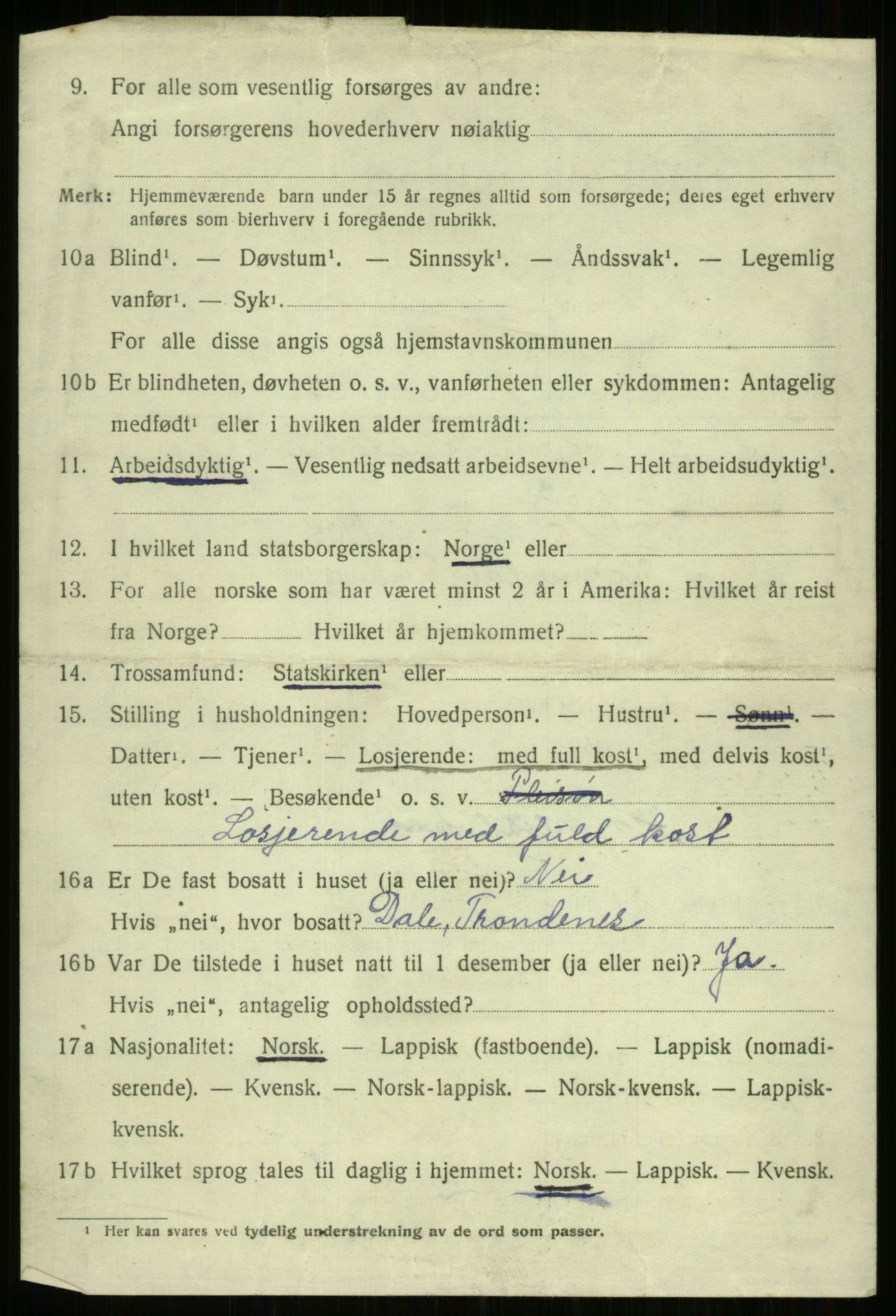 SATØ, 1920 census for Trondenes, 1920, p. 16393