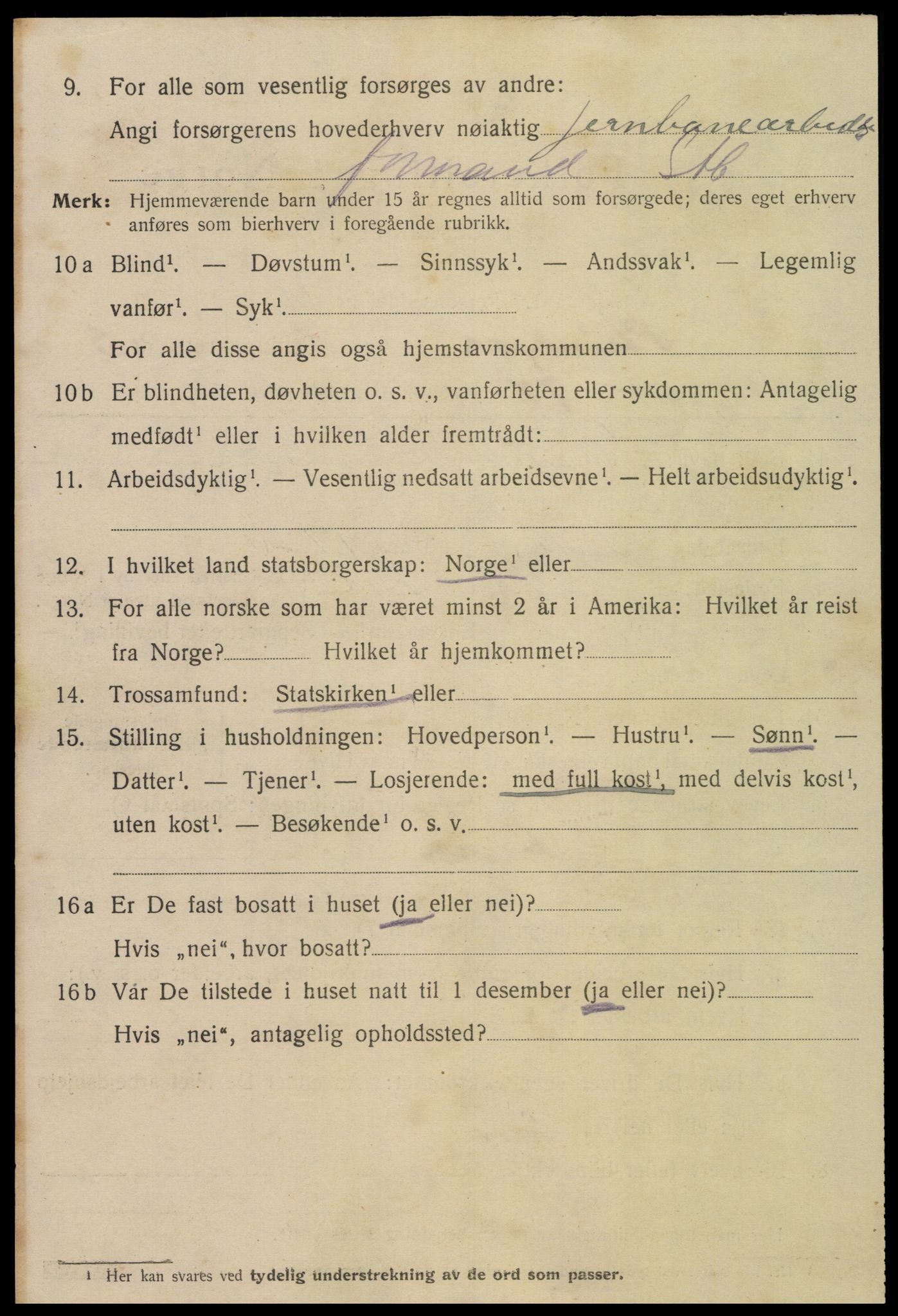 SAT, 1920 census for Steinkjer, 1920, p. 6989