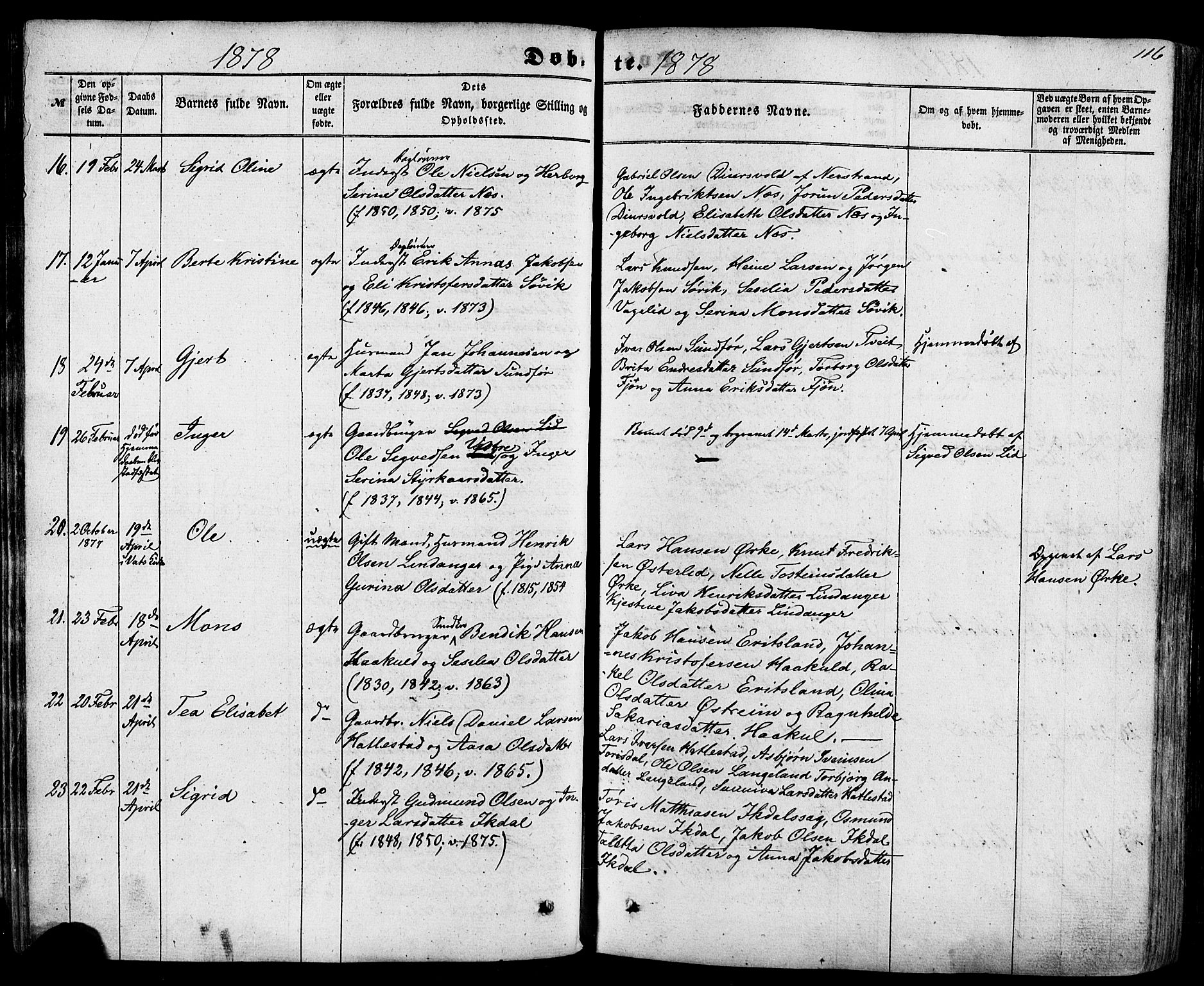 Skjold sokneprestkontor, AV/SAST-A-101847/H/Ha/Haa/L0008: Parish register (official) no. A 8, 1856-1882, p. 116