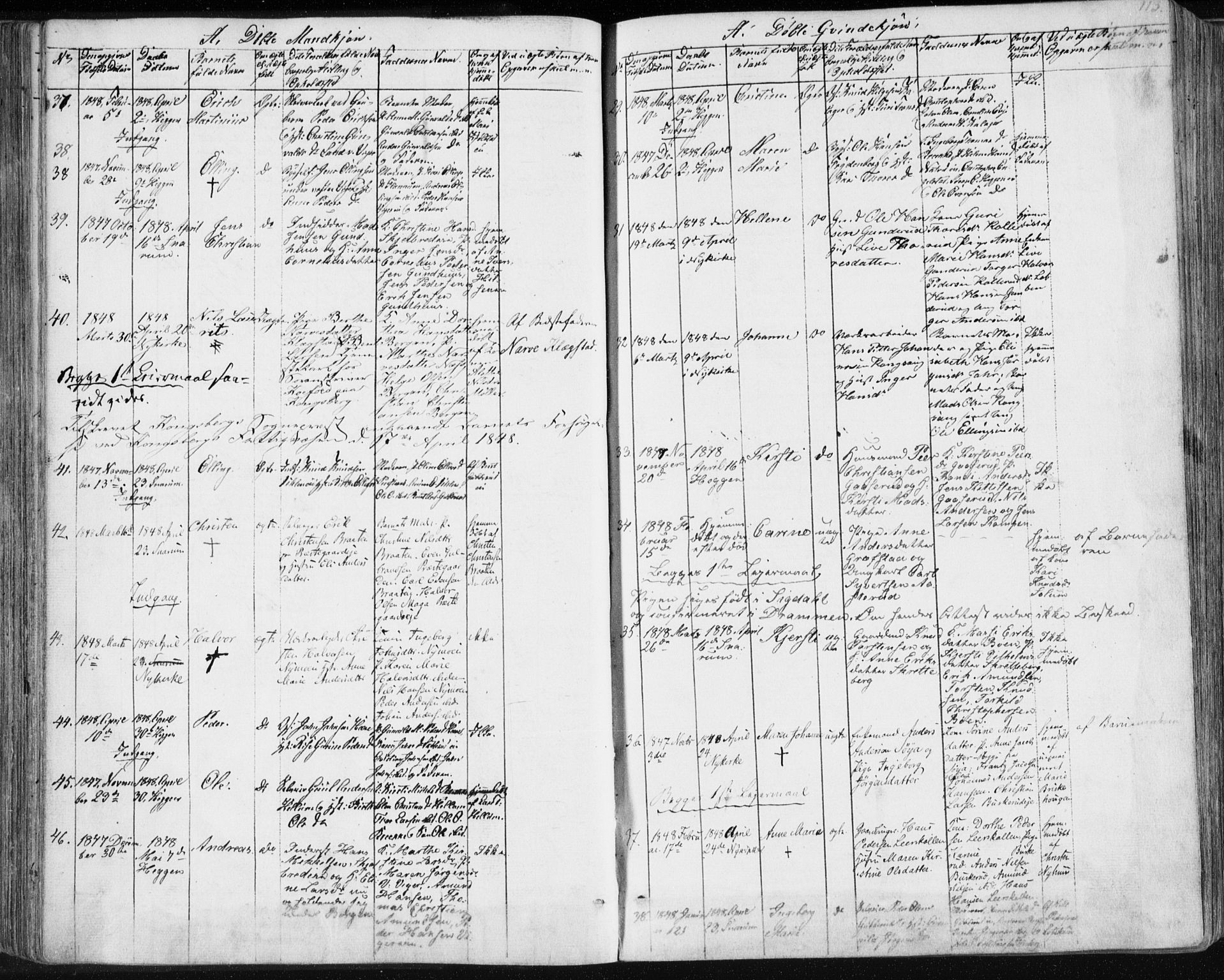 Modum kirkebøker, SAKO/A-234/F/Fa/L0007: Parish register (official) no. 7, 1841-1850, p. 113