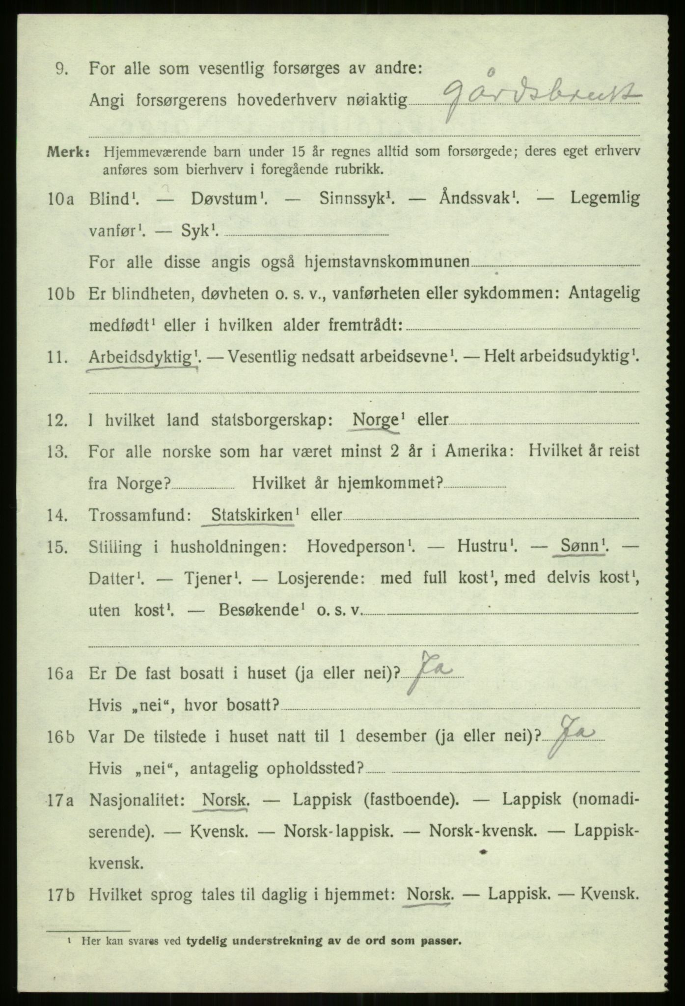 SATØ, 1920 census for Balsfjord, 1920, p. 3111