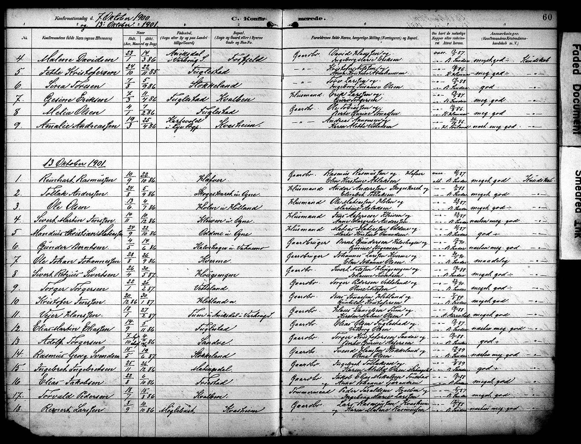 Eigersund sokneprestkontor, SAST/A-101807/S08/L0020: Parish register (official) no. A 19, 1893-1910, p. 60