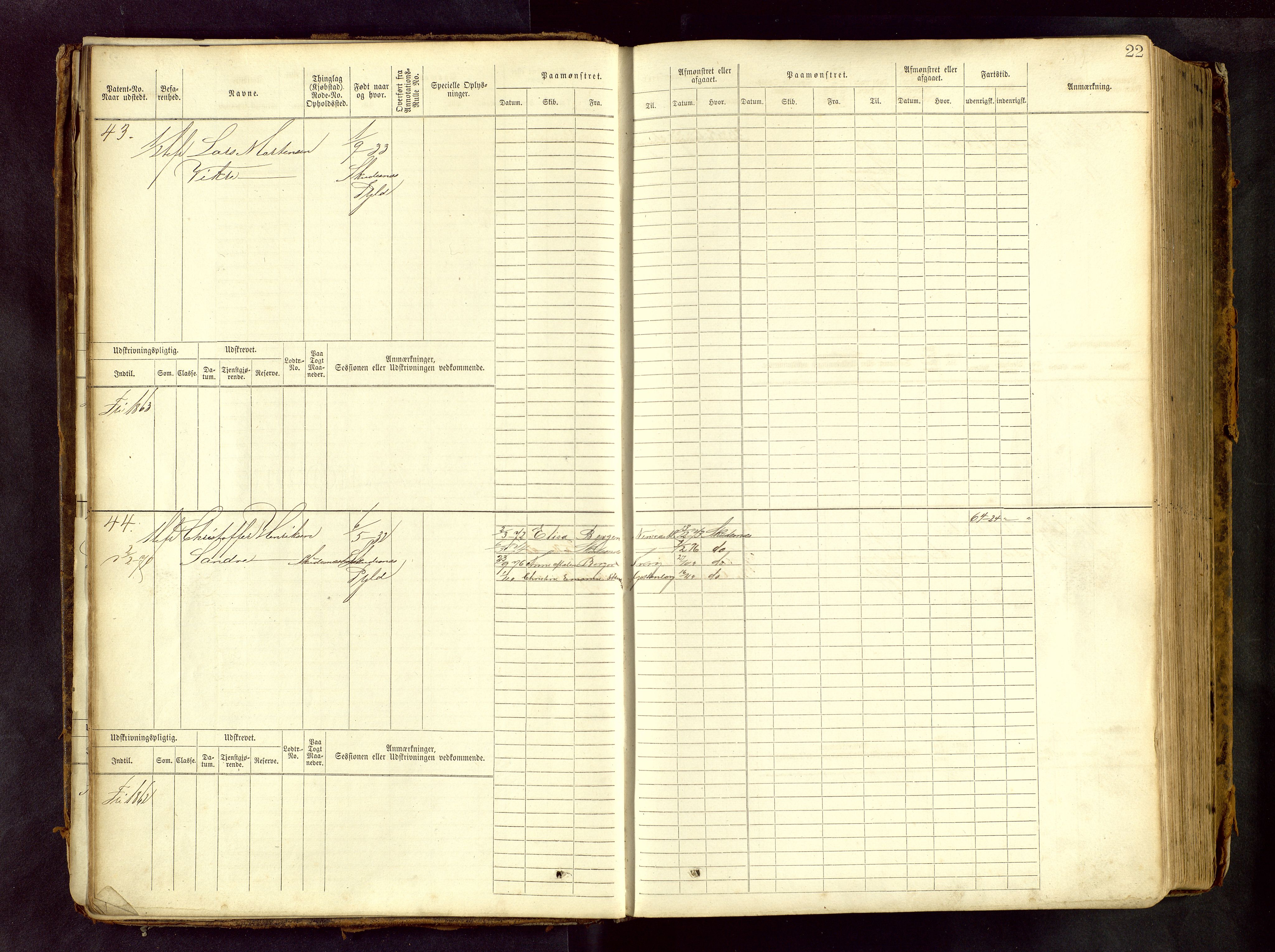 Haugesund sjømannskontor, AV/SAST-A-102007/F/Fb/Fbb/L0001: Sjøfartsrulle Skudenes krets No 1 - 958, 1860-1948, p. 22