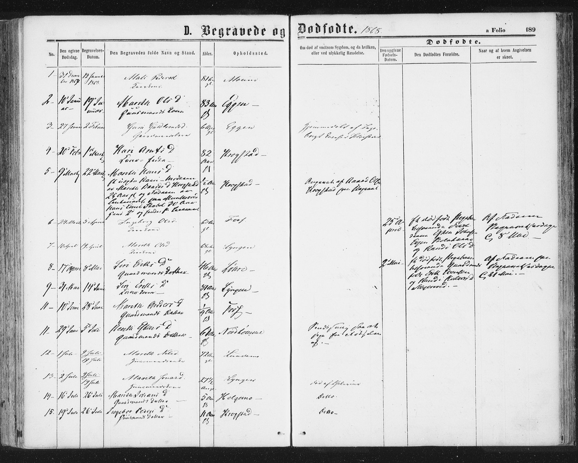 Ministerialprotokoller, klokkerbøker og fødselsregistre - Sør-Trøndelag, SAT/A-1456/692/L1104: Parish register (official) no. 692A04, 1862-1878, p. 189