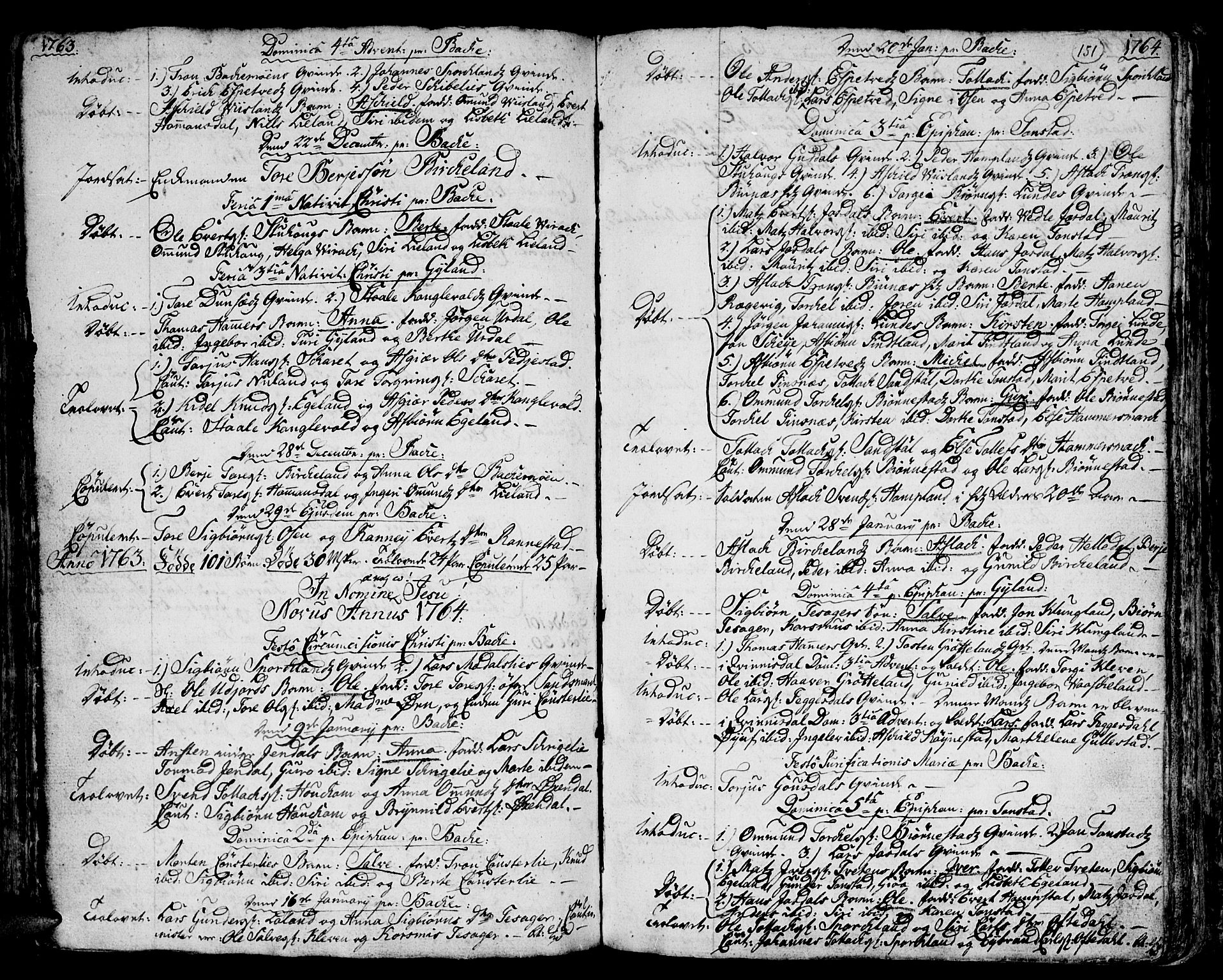 Bakke sokneprestkontor, SAK/1111-0002/F/Fa/Faa/L0001: Parish register (official) no. A 1, 1741-1780, p. 151