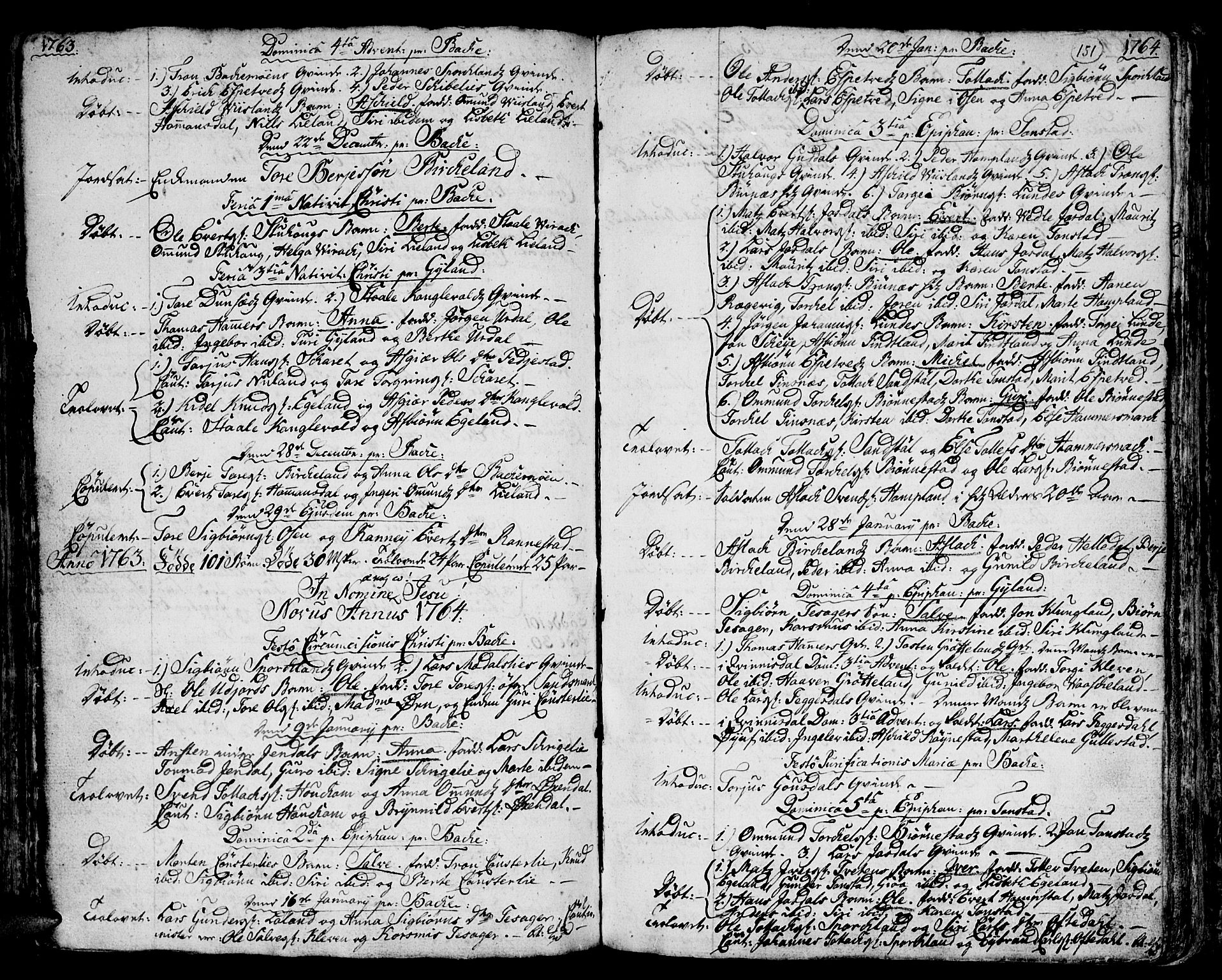 Bakke sokneprestkontor, AV/SAK-1111-0002/F/Fa/Faa/L0001: Parish register (official) no. A 1, 1741-1780, p. 151