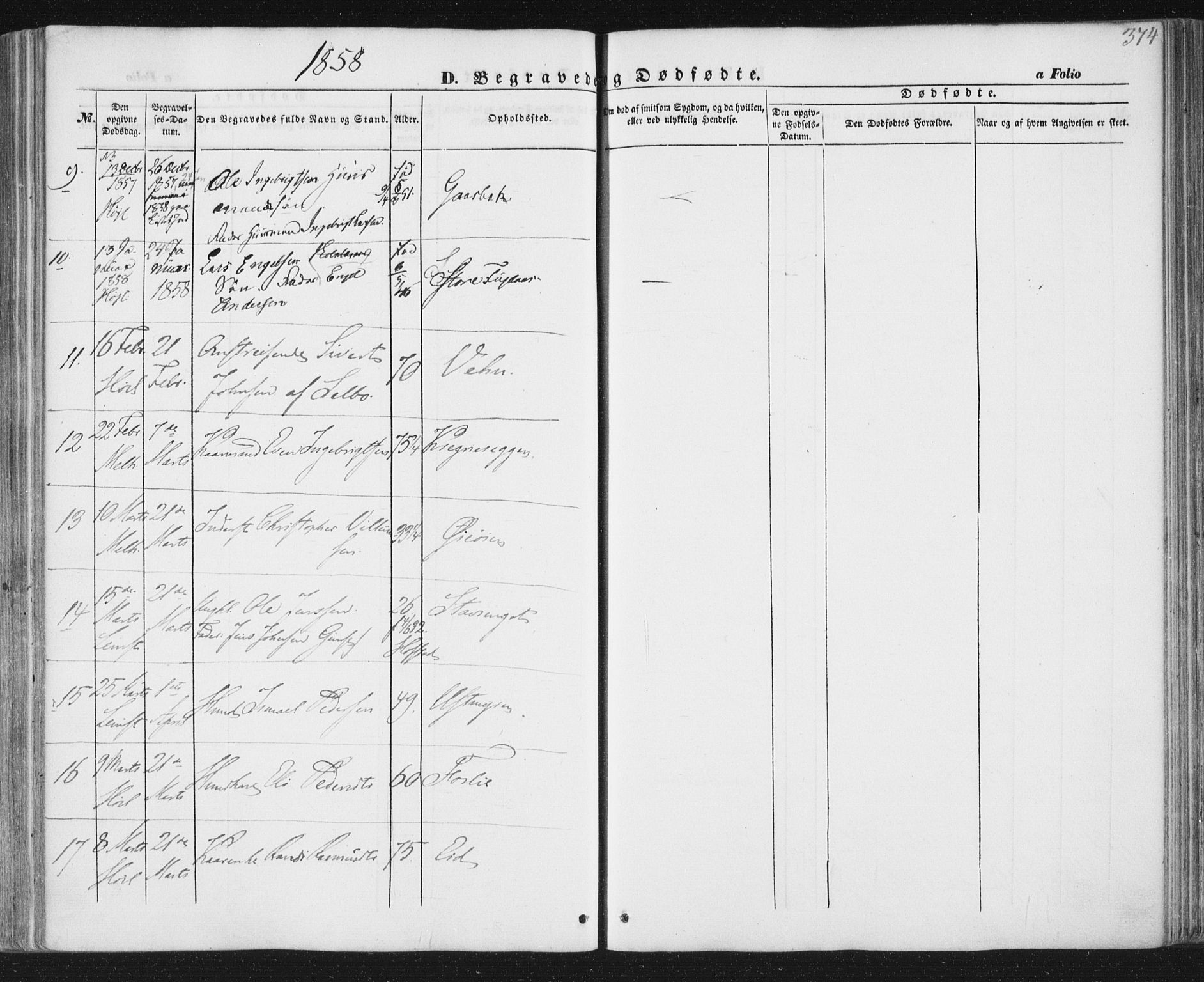 Ministerialprotokoller, klokkerbøker og fødselsregistre - Sør-Trøndelag, SAT/A-1456/691/L1076: Parish register (official) no. 691A08, 1852-1861, p. 374