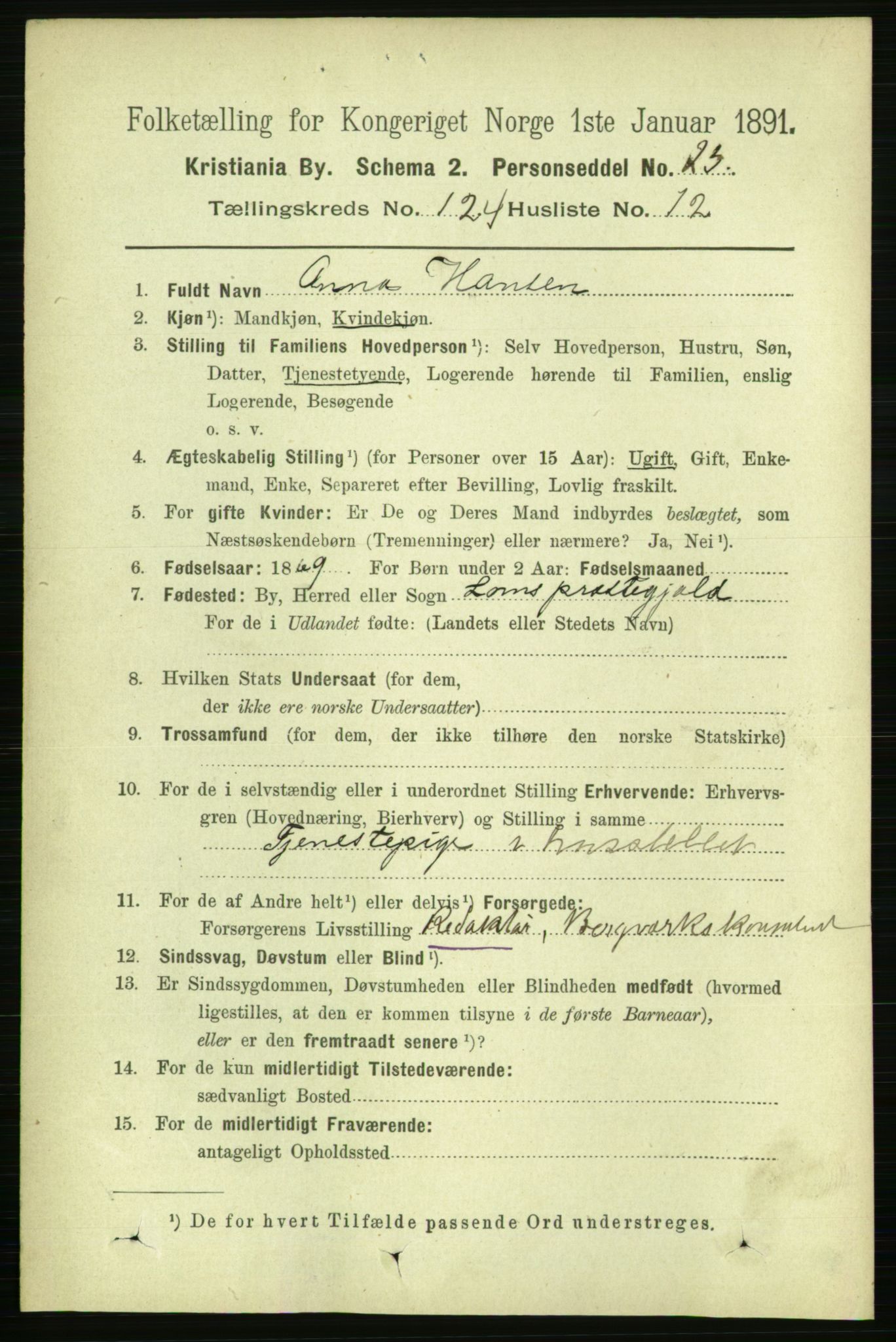 RA, 1891 census for 0301 Kristiania, 1891, p. 65414