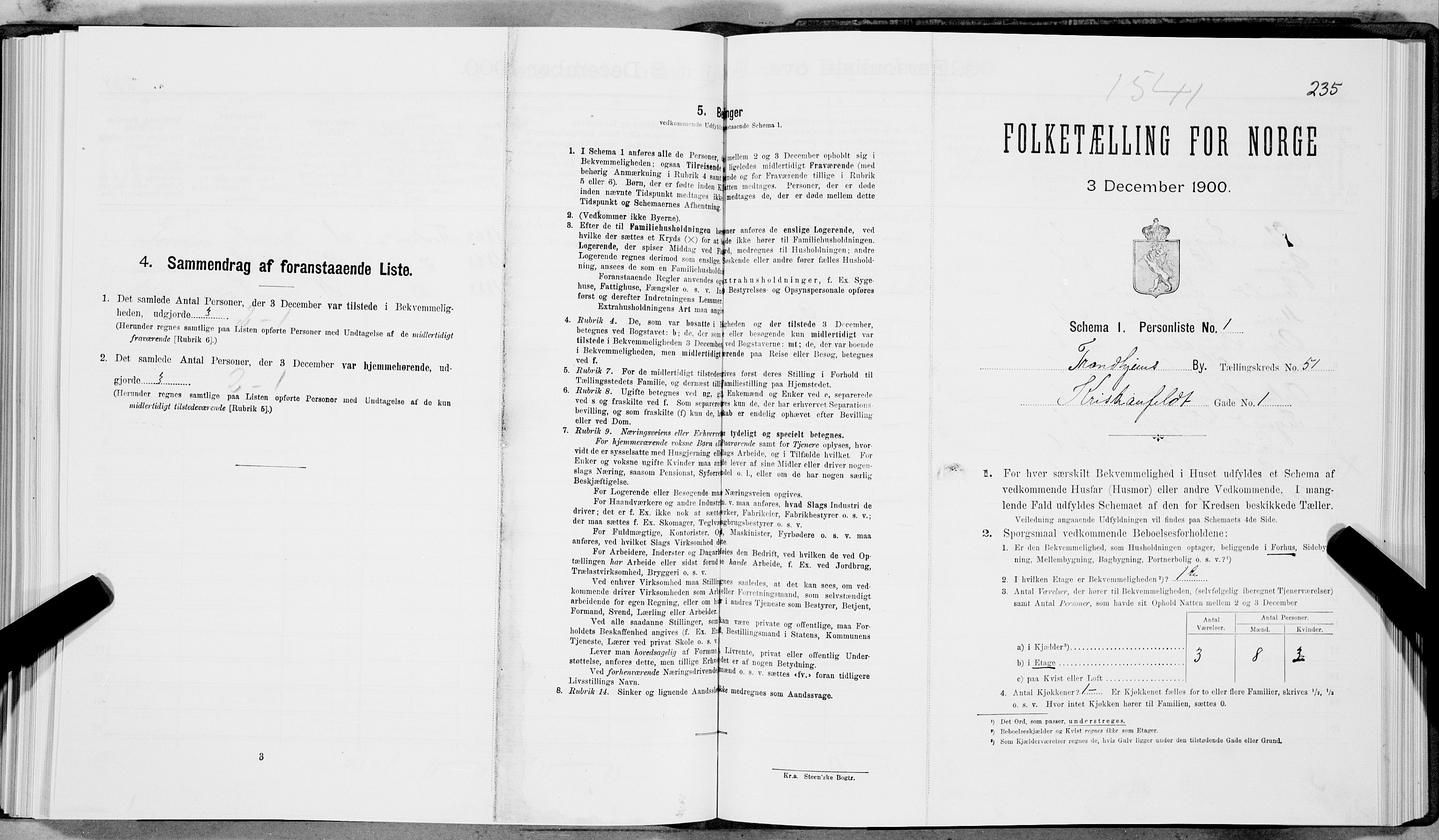 SAT, 1900 census for Trondheim, 1900, p. 8560