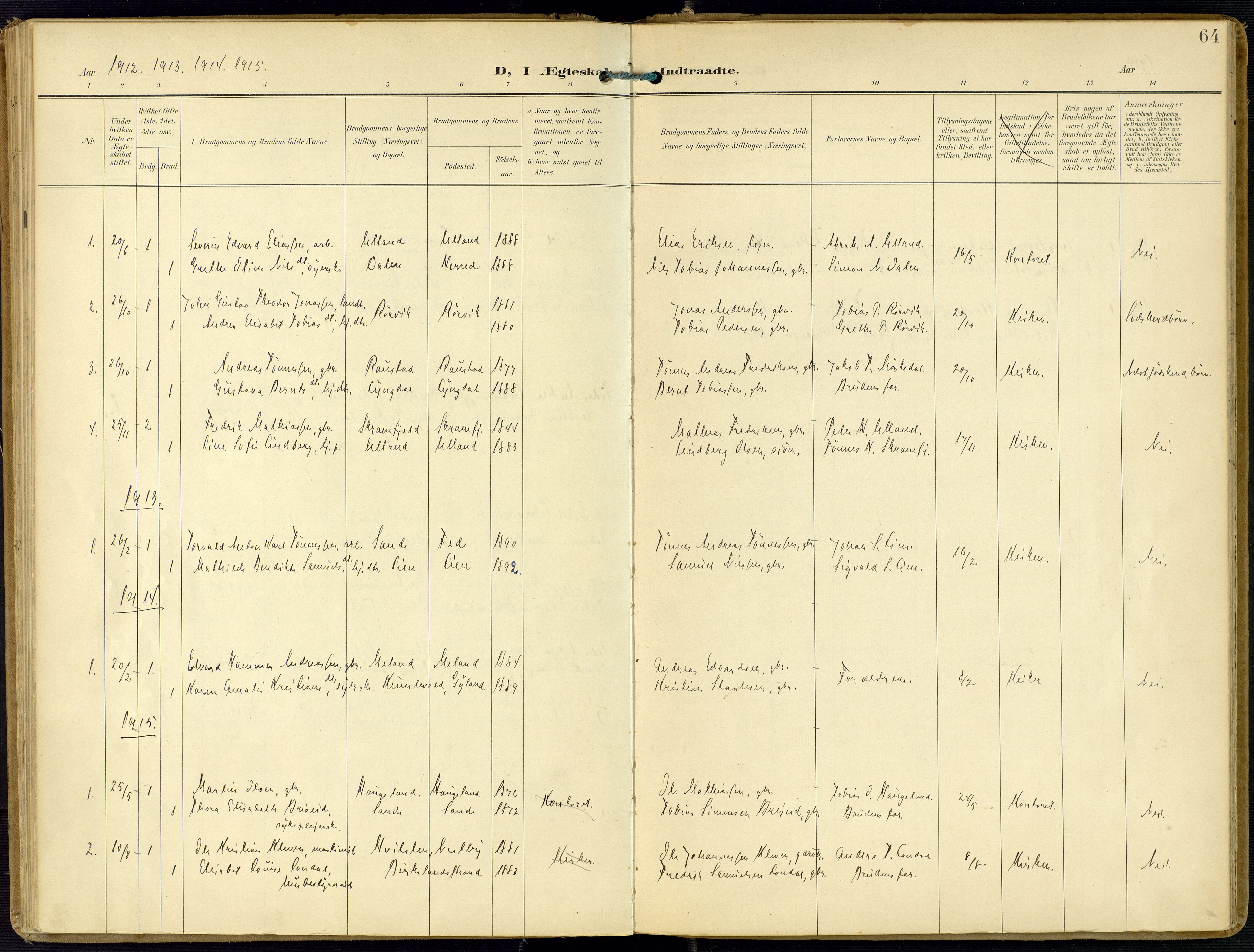 Kvinesdal sokneprestkontor, AV/SAK-1111-0026/F/Fa/Faa/L0005: Parish register (official) no. A 5, 1898-1915, p. 64