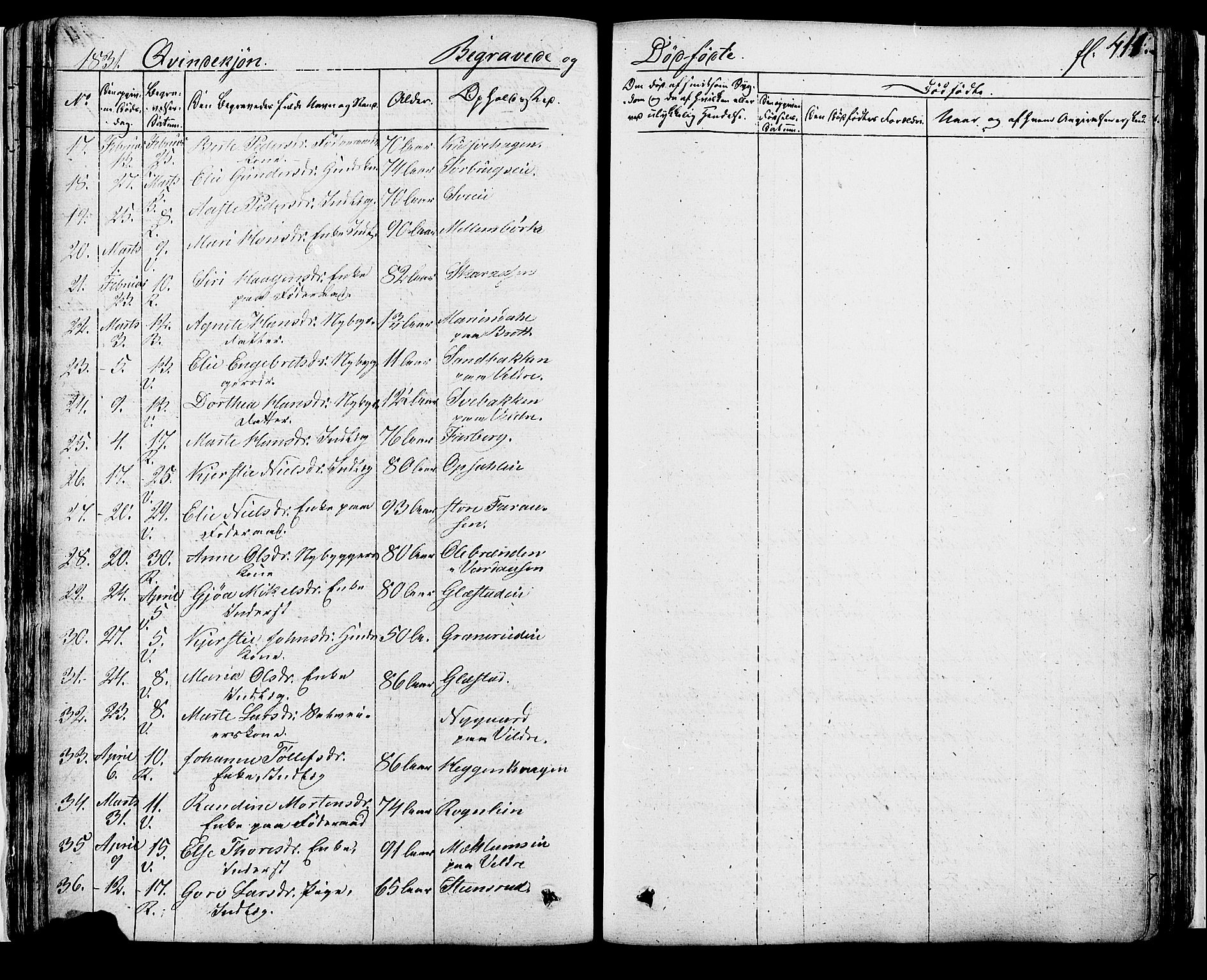 Ringsaker prestekontor, SAH/PREST-014/K/Ka/L0007: Parish register (official) no. 7B, 1826-1837, p. 411