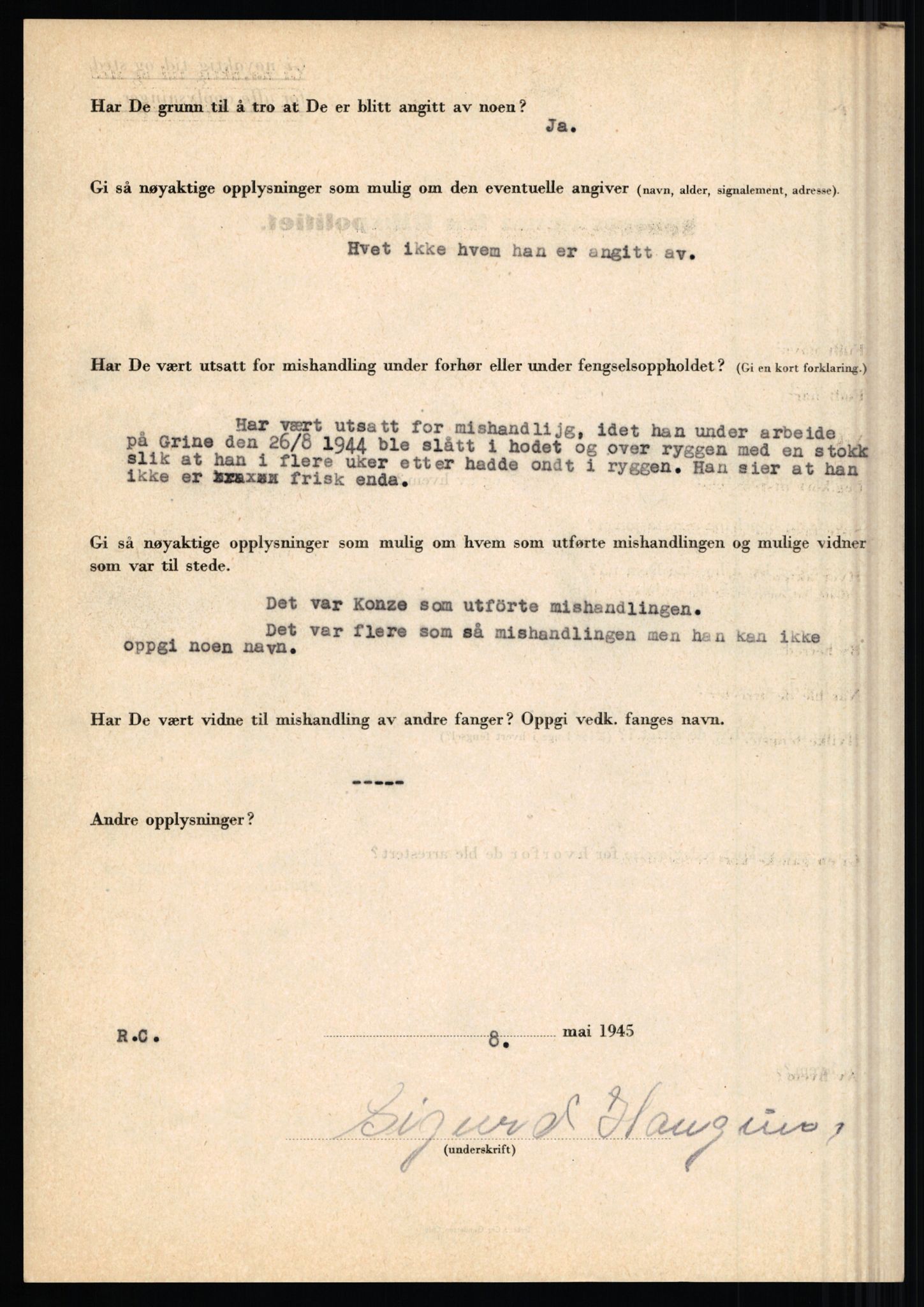 Rikspolitisjefen, AV/RA-S-1560/L/L0006: Hansen, Adolf Boye - Hemstad, Gunnar, 1940-1945, p. 864