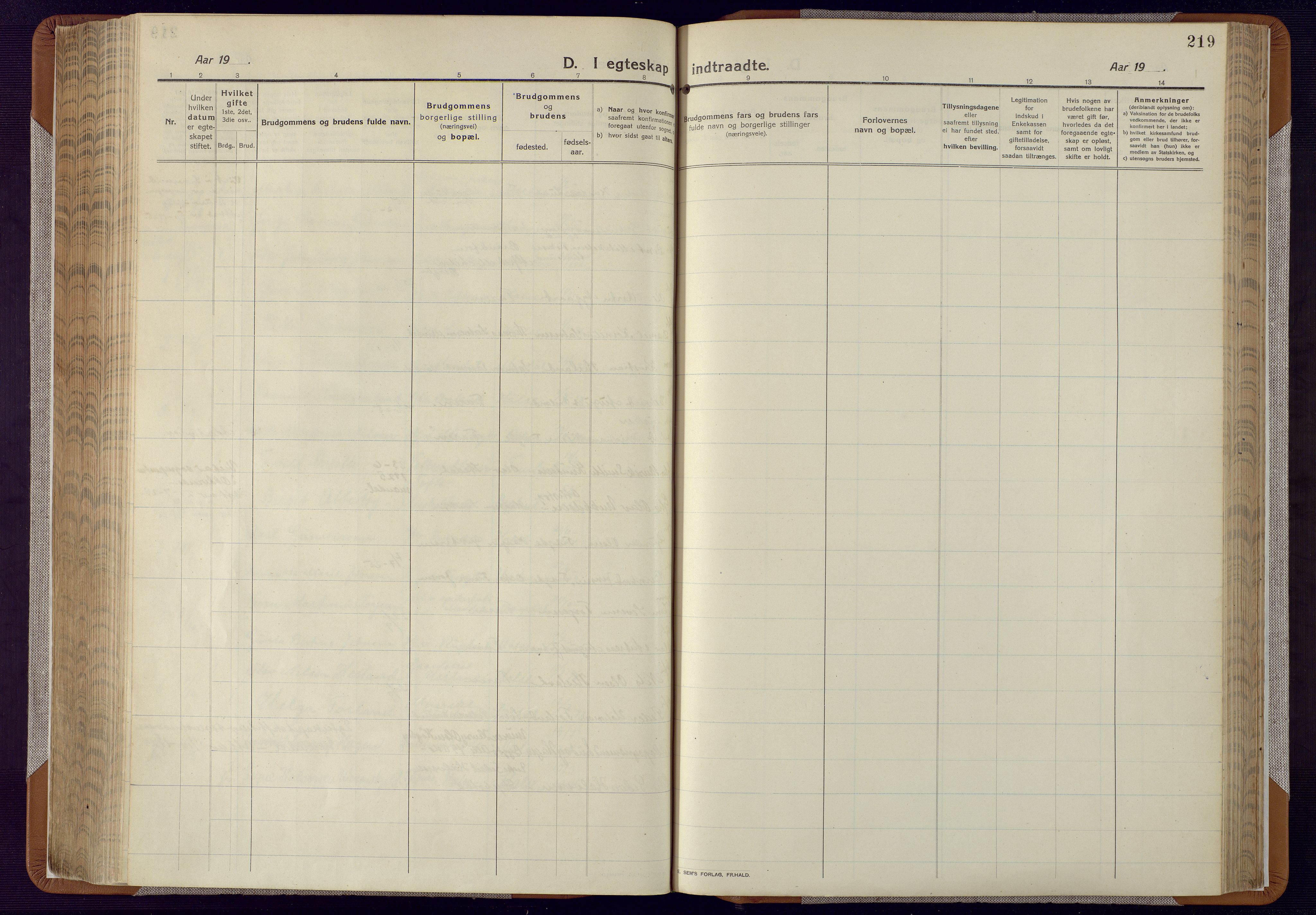 Mandal sokneprestkontor, AV/SAK-1111-0030/F/Fa/Faa/L0022: Parish register (official) no. A 22, 1913-1925, p. 219