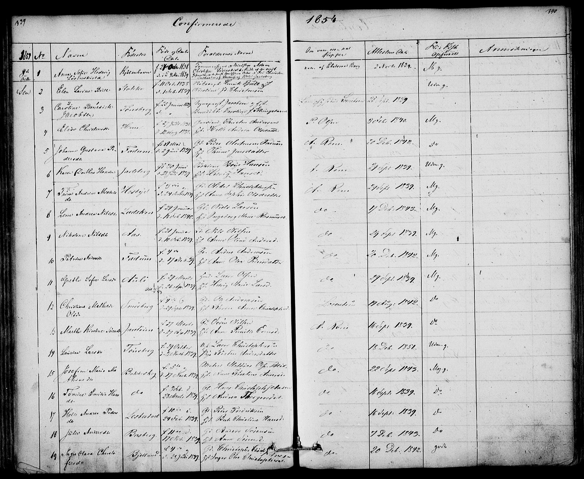 Sem kirkebøker, AV/SAKO-A-5/F/Fa/L0006: Parish register (official) no. I 6, 1843-1855, p. 339-340