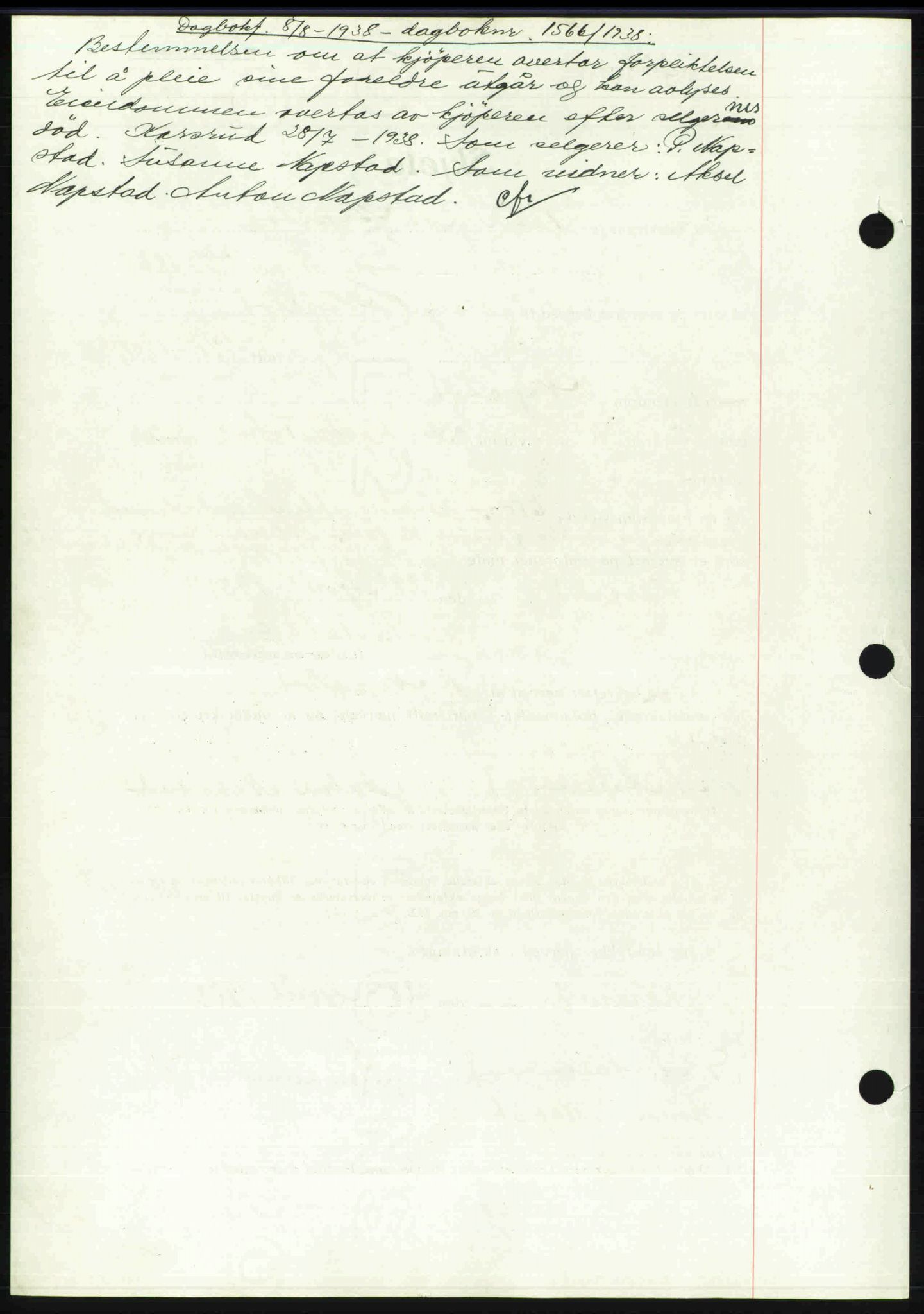 Toten tingrett, SAH/TING-006/H/Hb/Hbc/L0004: Mortgage book no. Hbc-04, 1938-1938, Diary no: : 787/1938