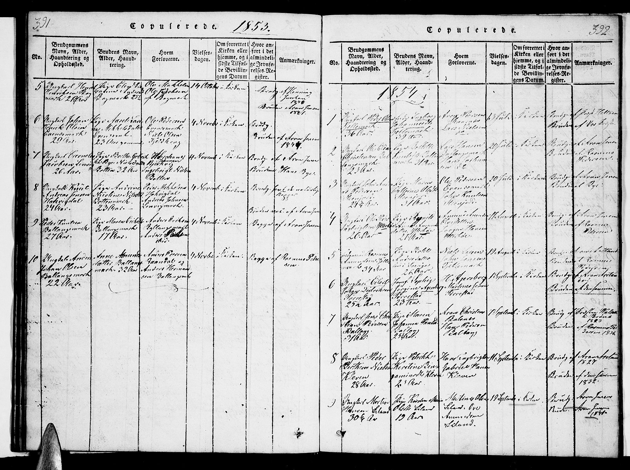Ministerialprotokoller, klokkerbøker og fødselsregistre - Nordland, SAT/A-1459/863/L0911: Parish register (copy) no. 863C01, 1821-1858, p. 391-392