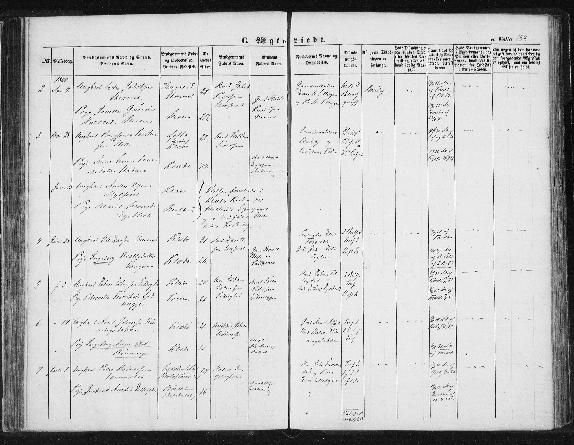 Ministerialprotokoller, klokkerbøker og fødselsregistre - Sør-Trøndelag, SAT/A-1456/618/L0441: Parish register (official) no. 618A05, 1843-1862, p. 188