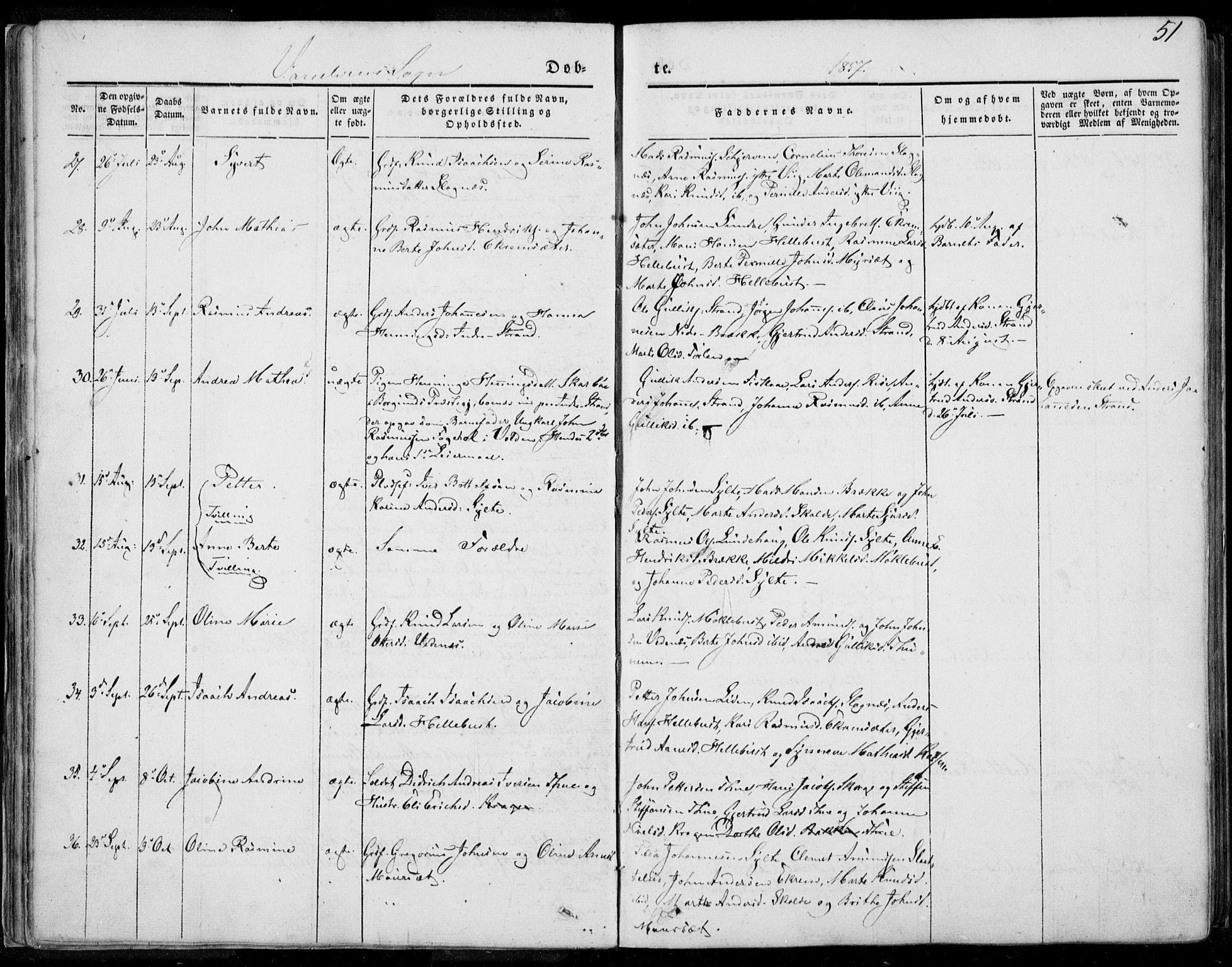Ministerialprotokoller, klokkerbøker og fødselsregistre - Møre og Romsdal, SAT/A-1454/501/L0006: Parish register (official) no. 501A06, 1844-1868, p. 51