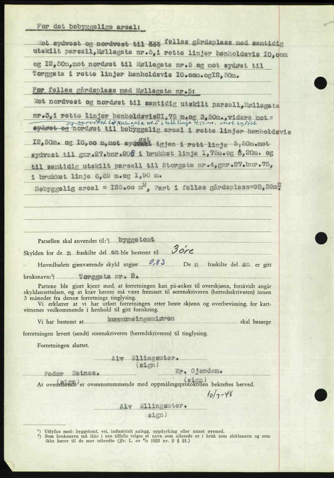 Romsdal sorenskriveri, AV/SAT-A-4149/1/2/2C: Mortgage book no. A26, 1948-1948, Diary no: : 1861/1948