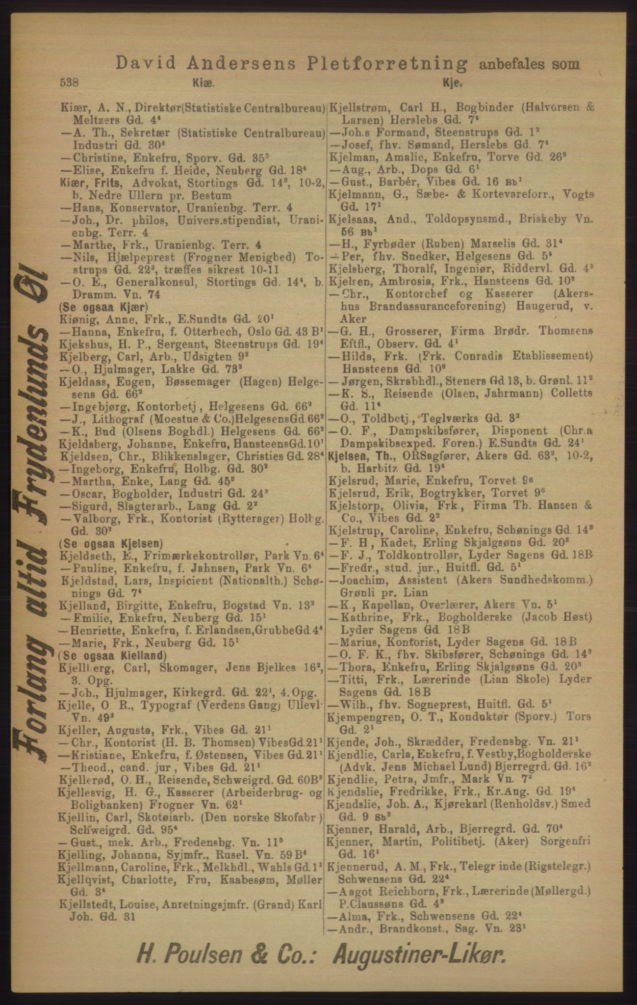 Kristiania/Oslo adressebok, PUBL/-, 1906, p. 538