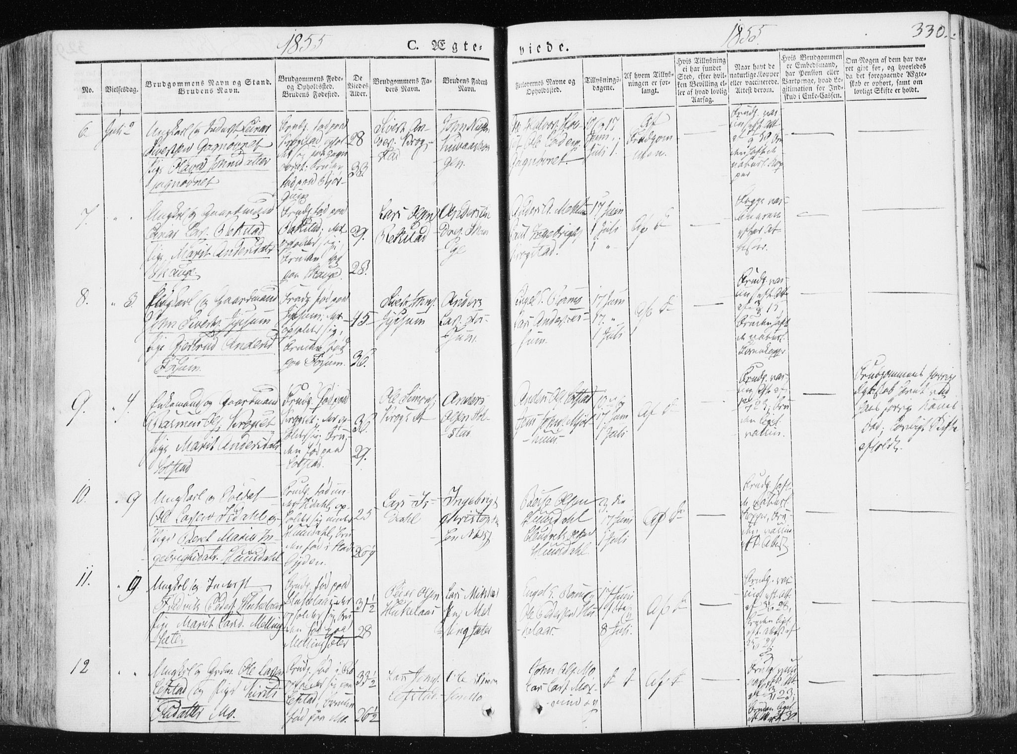 Ministerialprotokoller, klokkerbøker og fødselsregistre - Sør-Trøndelag, AV/SAT-A-1456/665/L0771: Parish register (official) no. 665A06, 1830-1856, p. 330