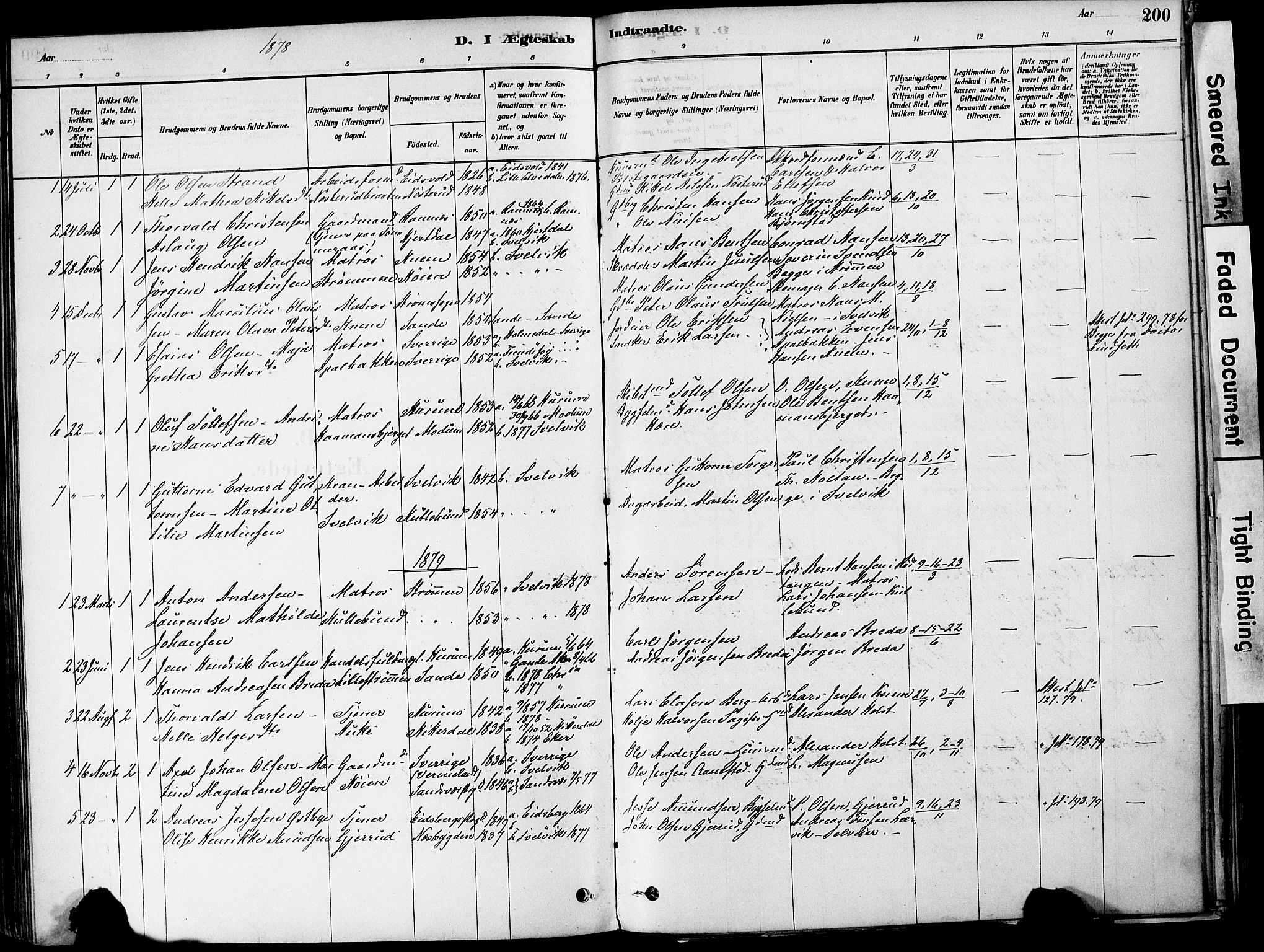 Strømm kirkebøker, AV/SAKO-A-322/F/Fa/L0004: Parish register (official) no. I 4, 1878-1899, p. 200