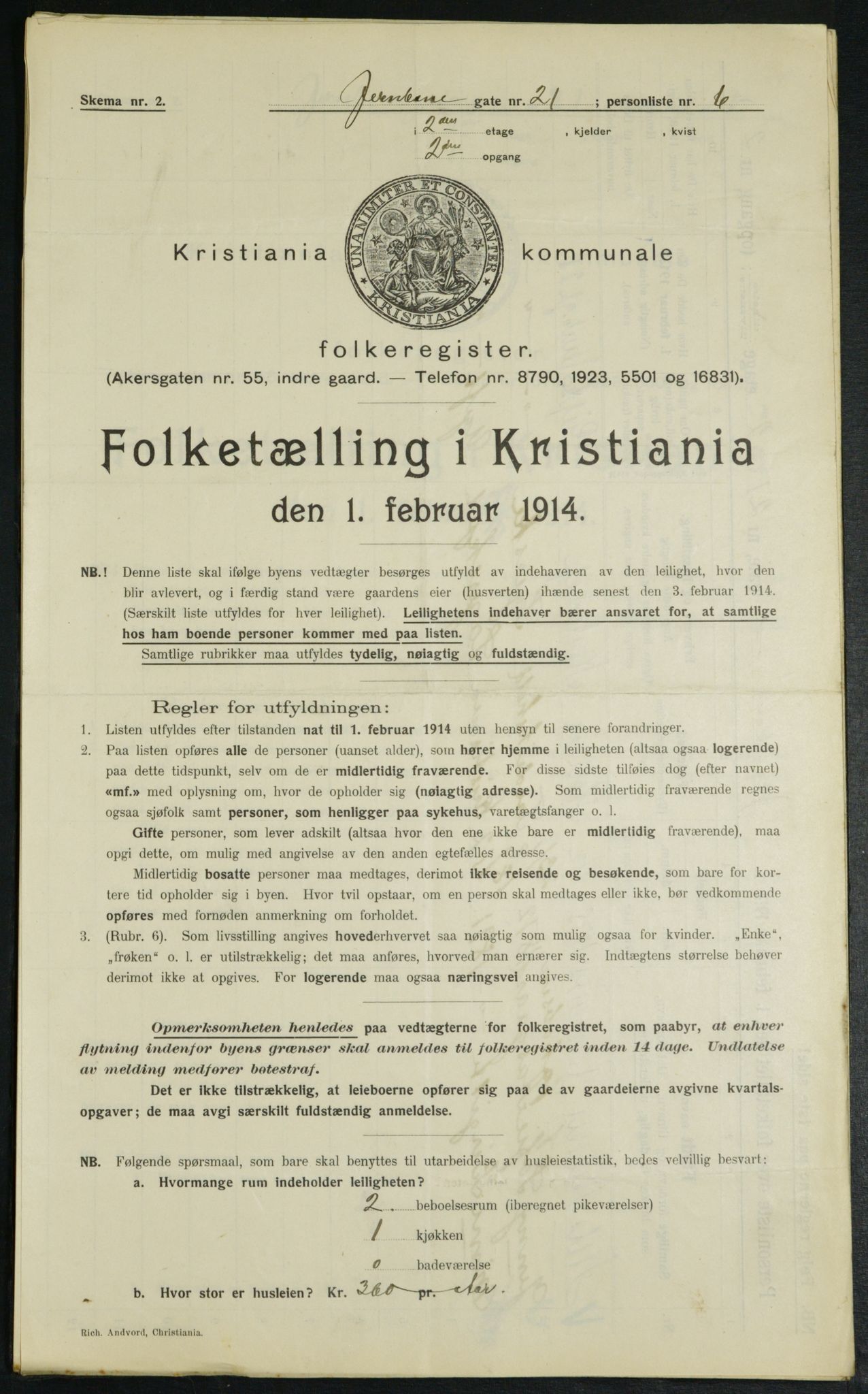 OBA, Municipal Census 1914 for Kristiania, 1914, p. 46889