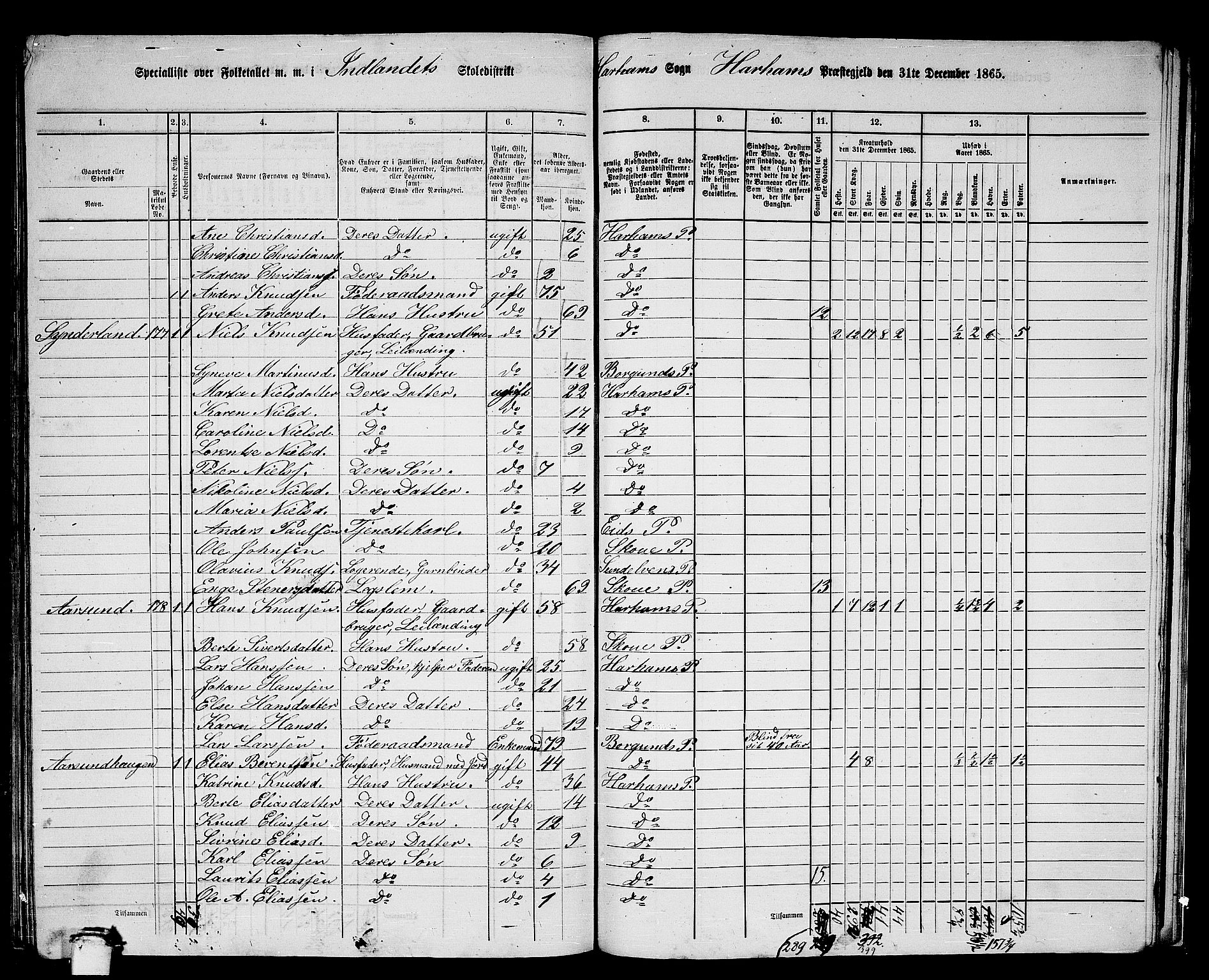 RA, 1865 census for Haram, 1865, p. 78