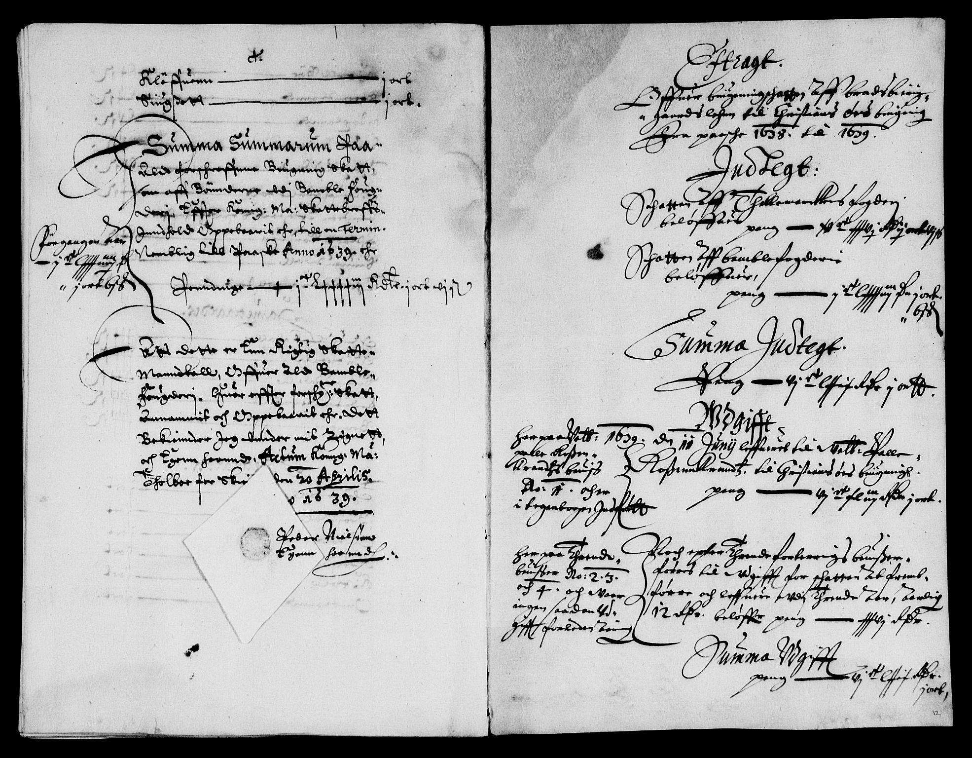 Rentekammeret inntil 1814, Reviderte regnskaper, Lensregnskaper, AV/RA-EA-5023/R/Rb/Rbp/L0022: Bratsberg len, 1638-1640