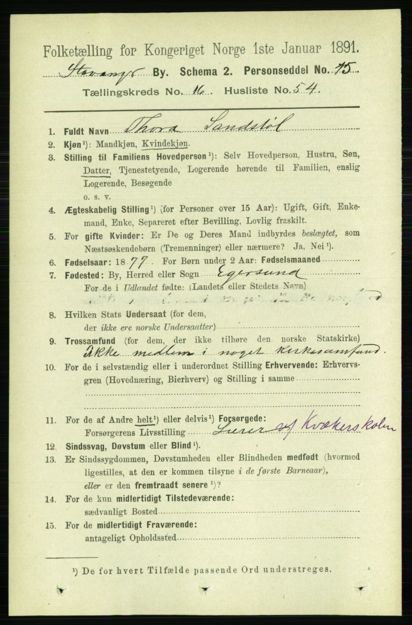 RA, 1891 census for 1103 Stavanger, 1891, p. 19364