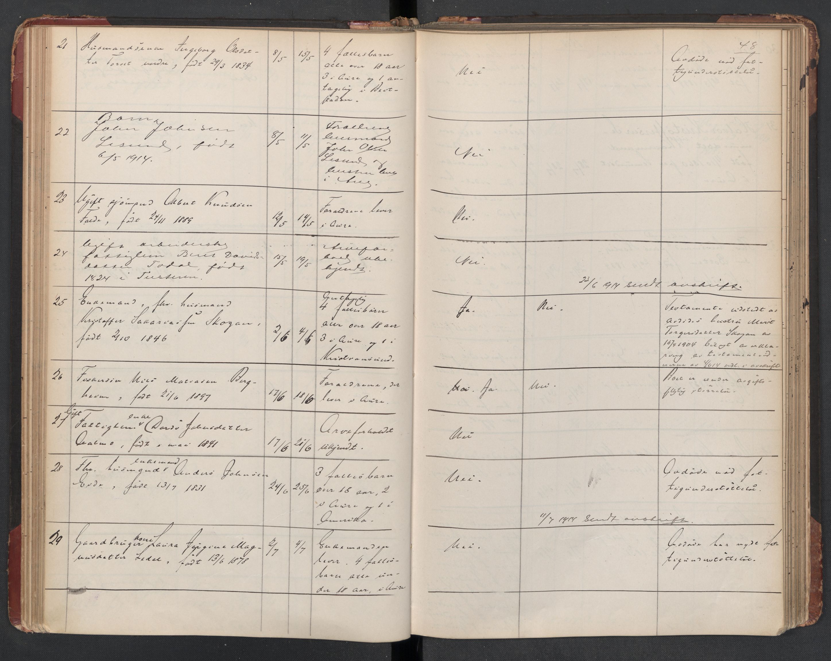 Aure lensmannskontor, AV/SAT-A-1088/1/02/L0003: 2.01.03 Dødsfallsprotokoll, 1906-1926, p. 48