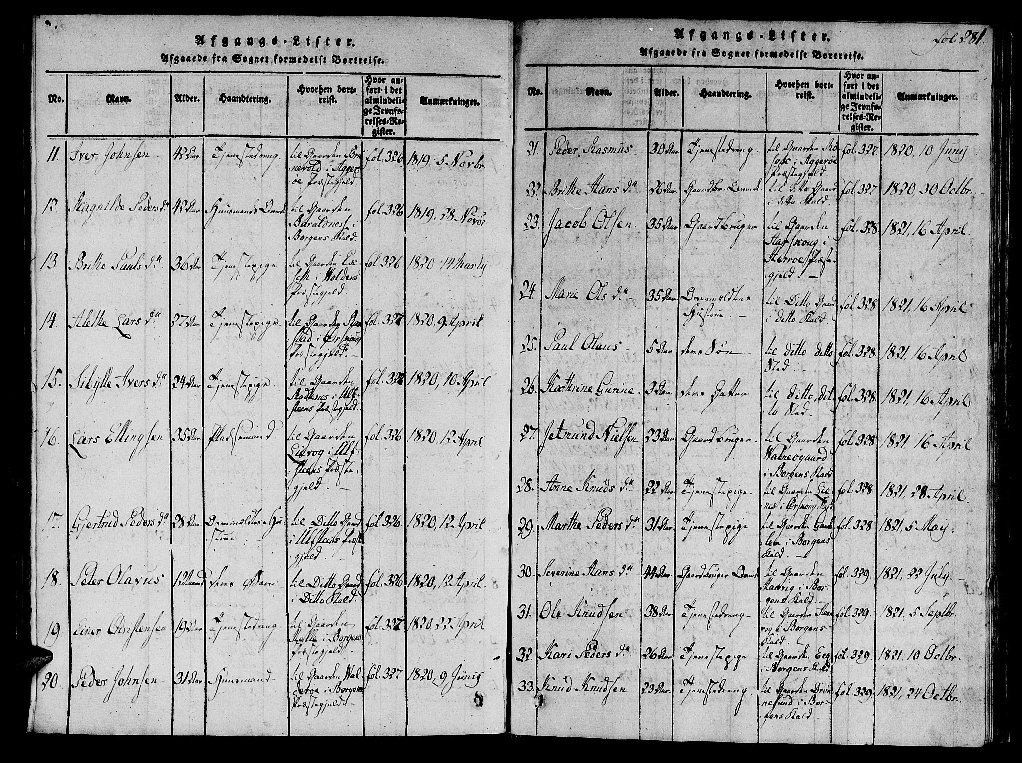 Ministerialprotokoller, klokkerbøker og fødselsregistre - Møre og Romsdal, SAT/A-1454/536/L0495: Parish register (official) no. 536A04, 1818-1847, p. 281