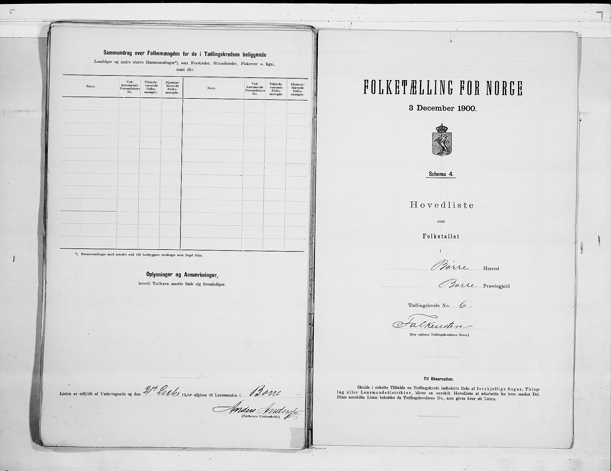 RA, 1900 census for Borre, 1900, p. 18