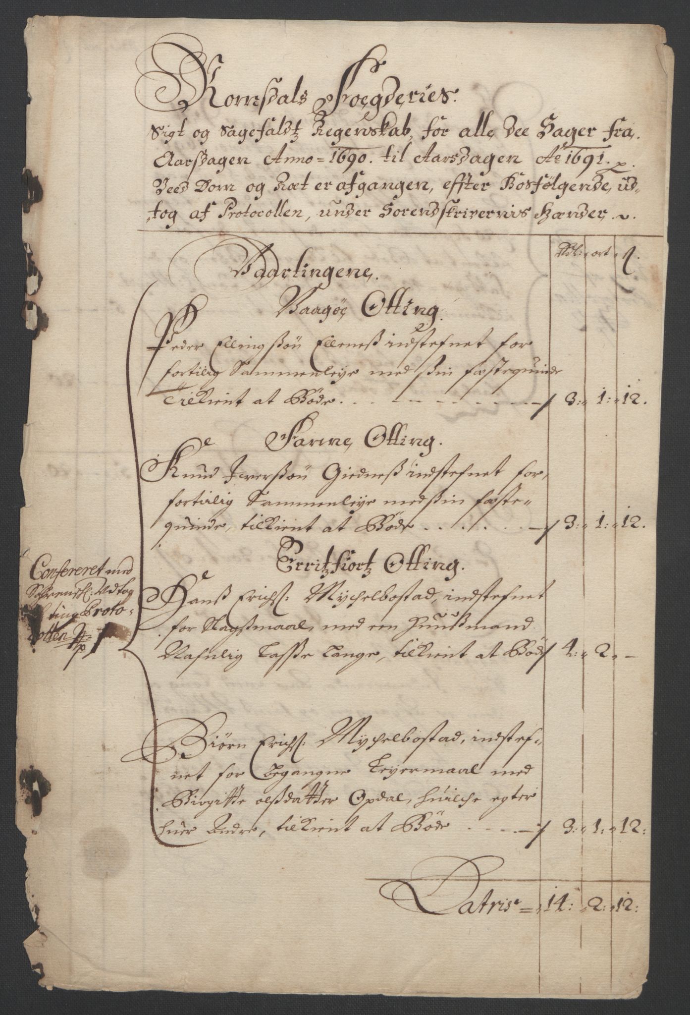 Rentekammeret inntil 1814, Reviderte regnskaper, Fogderegnskap, RA/EA-4092/R55/L3649: Fogderegnskap Romsdal, 1690-1691, p. 153