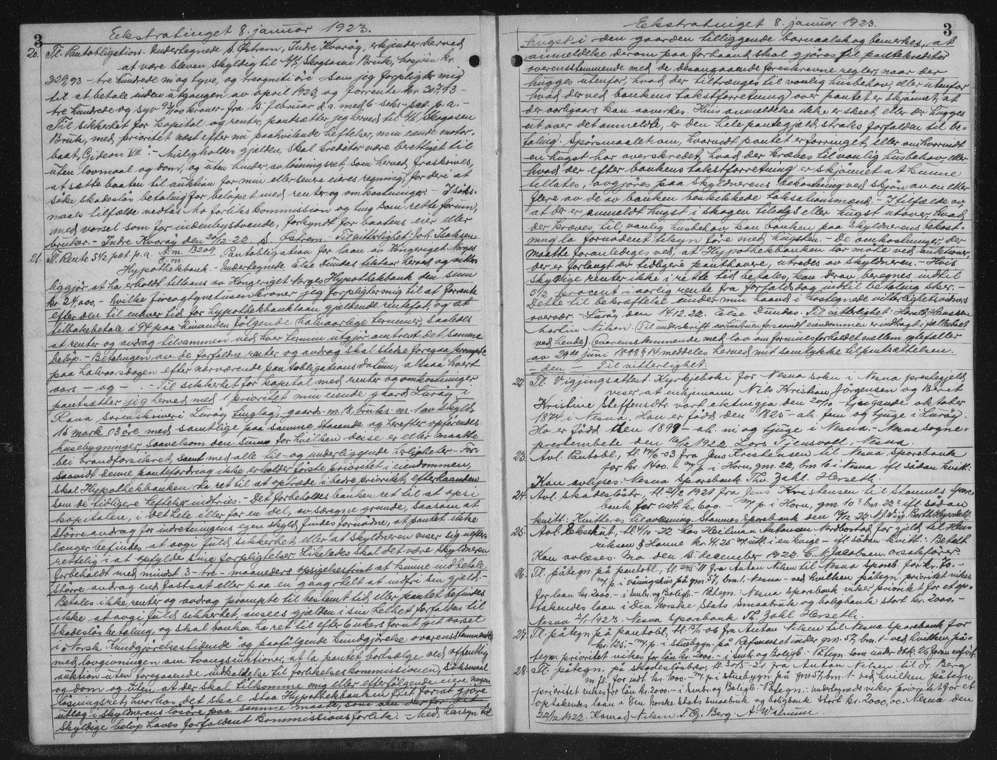 Rana sorenskriveri , AV/SAT-A-1108/1/2/2C/L0018: Mortgage book no. 18, 1923-1928, p. 3, Deed date: 08.01.1923