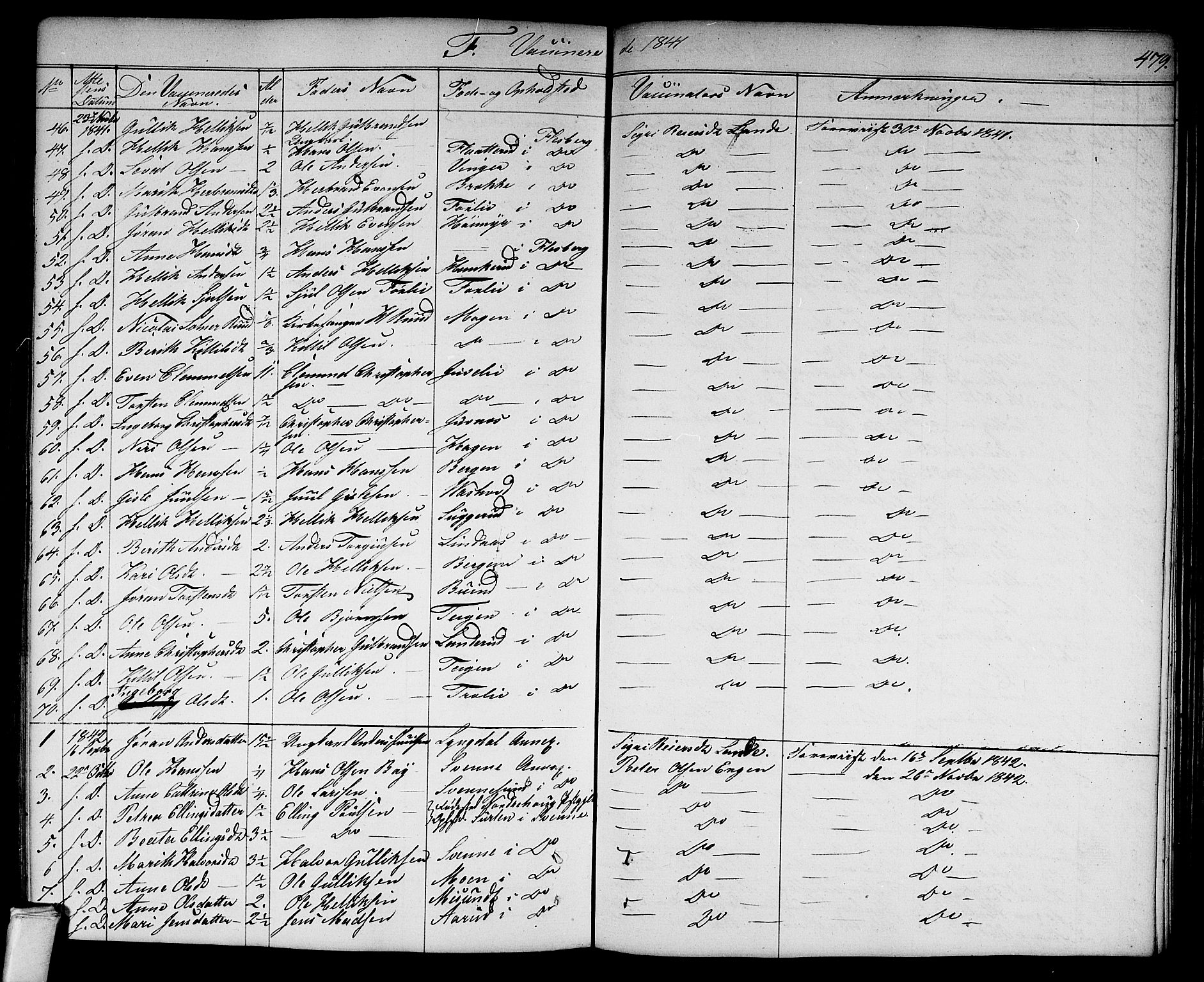 Flesberg kirkebøker, SAKO/A-18/G/Ga/L0002: Parish register (copy) no. I 2, 1834-1860, p. 479