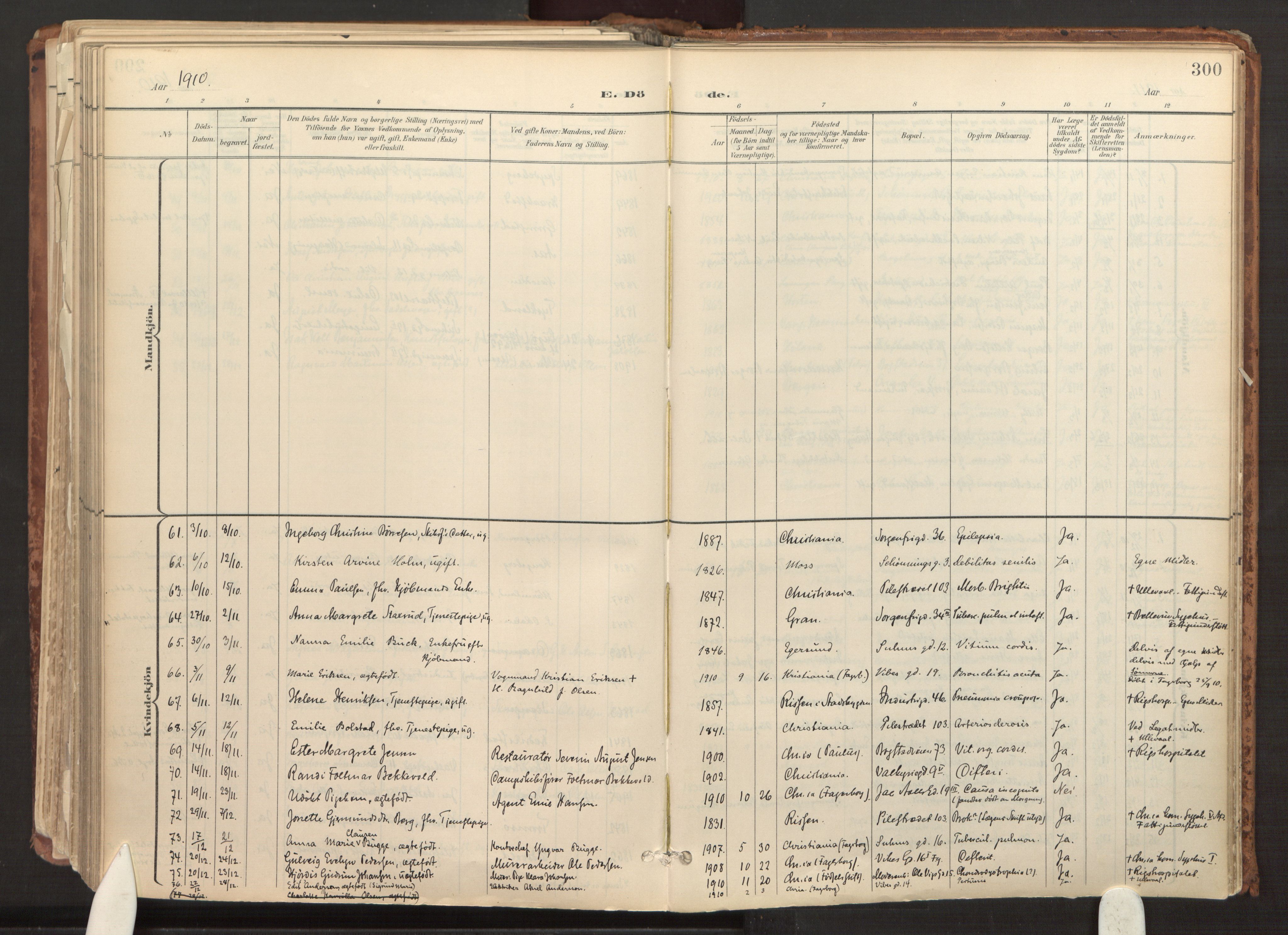 Fagerborg prestekontor Kirkebøker, SAO/A-10844/F/Fa/L0003: Parish register (official) no. 3, 1898-1916, p. 300