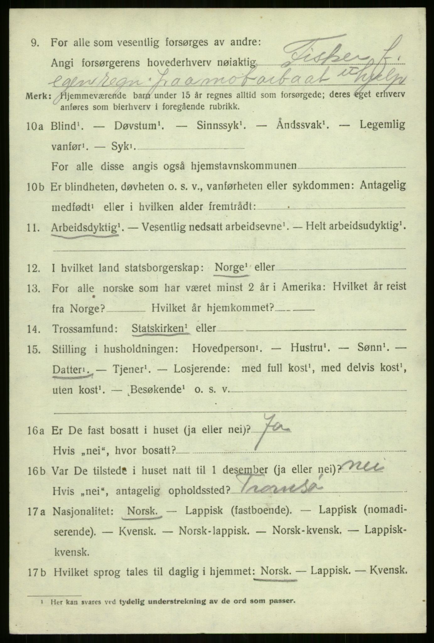 SATØ, 1920 census for Sørreisa, 1920, p. 2911