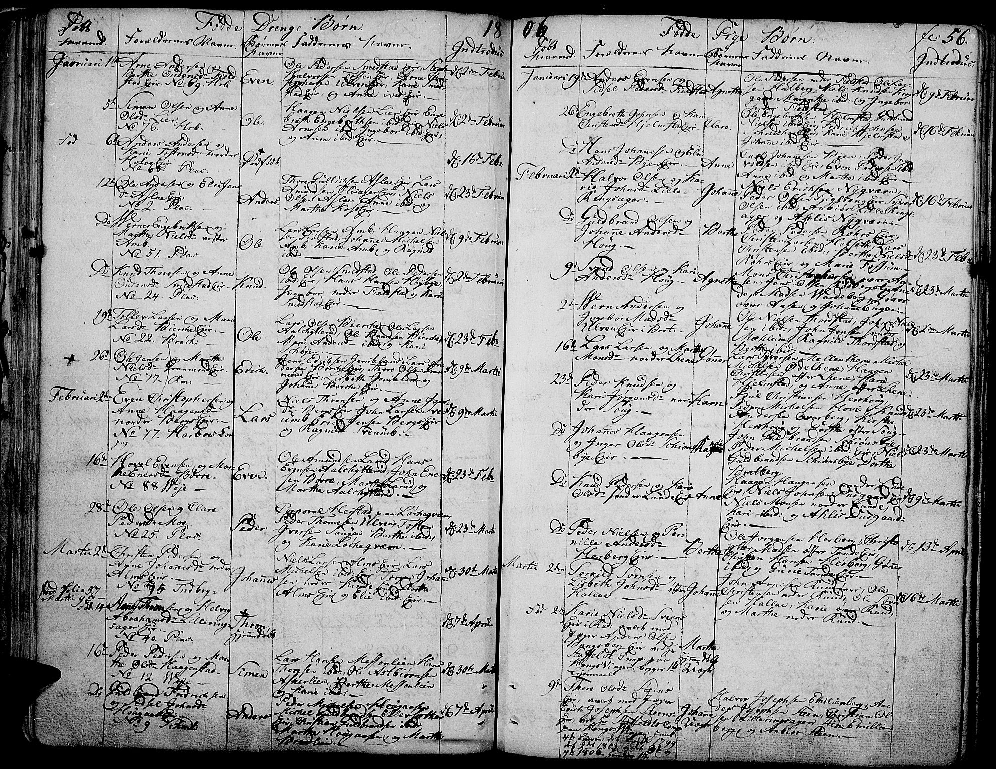 Ringsaker prestekontor, AV/SAH-PREST-014/K/Ka/L0004: Parish register (official) no. 4, 1799-1814, p. 56