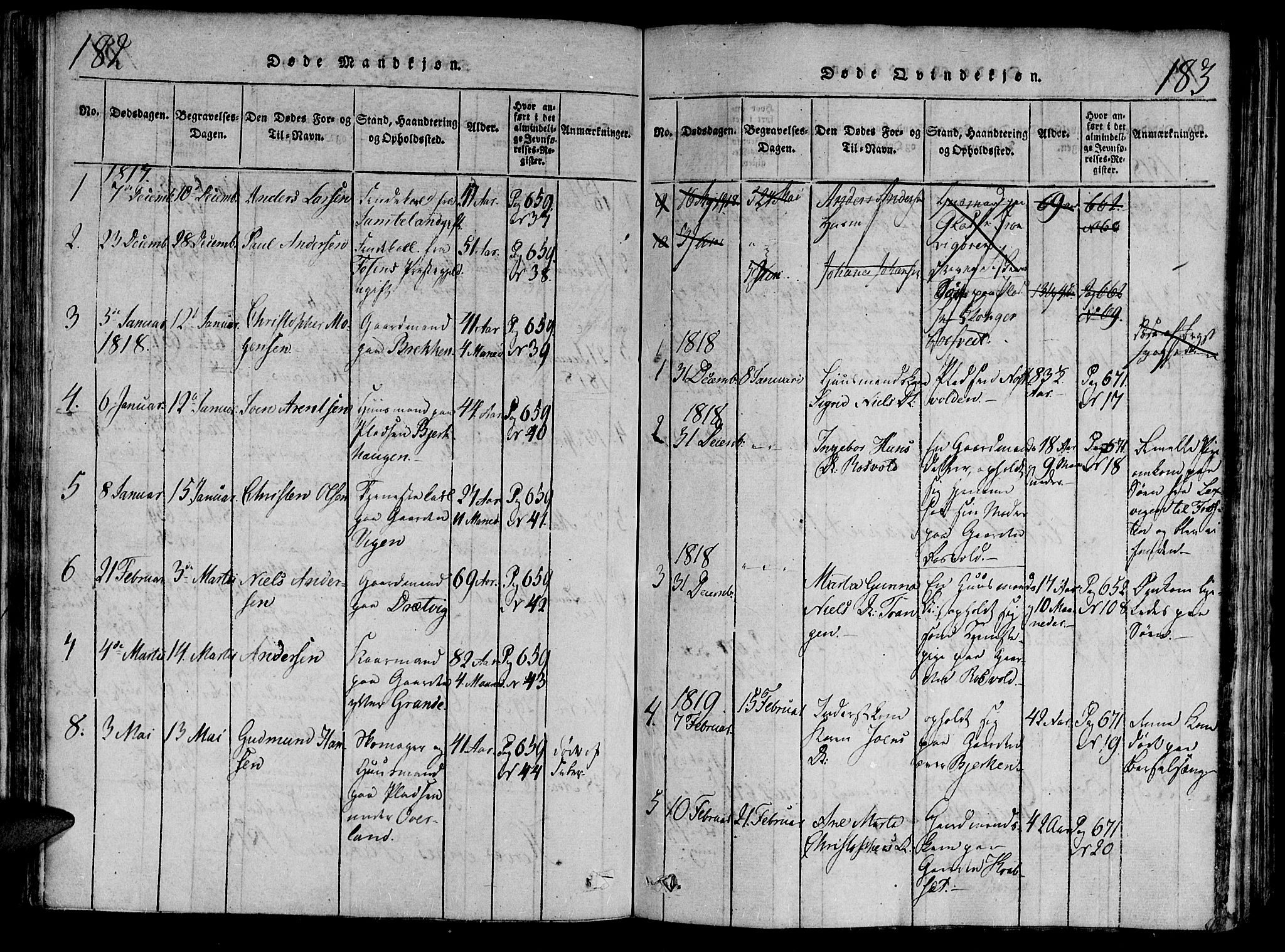 Ministerialprotokoller, klokkerbøker og fødselsregistre - Nord-Trøndelag, SAT/A-1458/701/L0005: Parish register (official) no. 701A05 /1, 1816-1825, p. 182-183