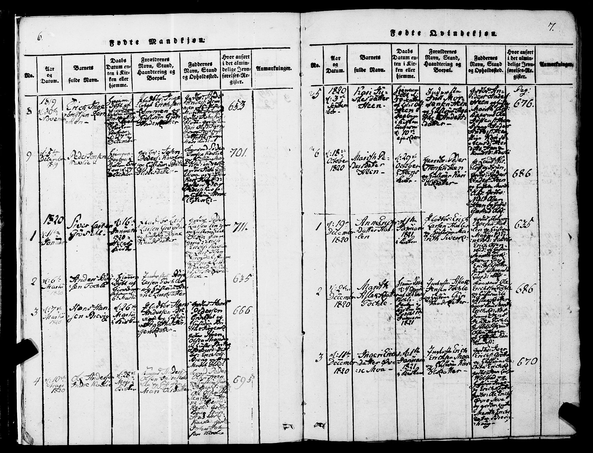 Ministerialprotokoller, klokkerbøker og fødselsregistre - Møre og Romsdal, SAT/A-1454/545/L0585: Parish register (official) no. 545A01, 1818-1853, p. 6-7
