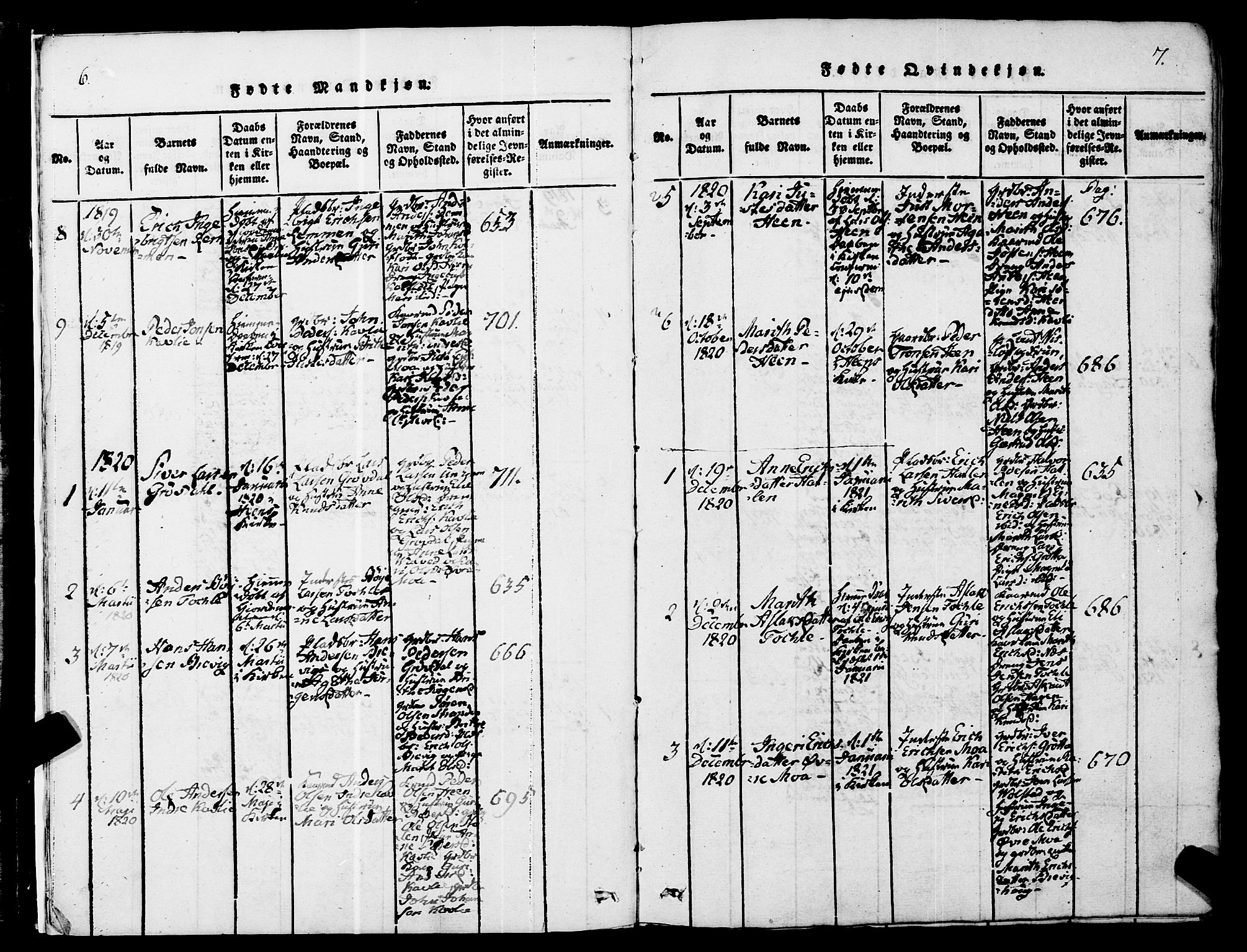 Ministerialprotokoller, klokkerbøker og fødselsregistre - Møre og Romsdal, AV/SAT-A-1454/545/L0585: Parish register (official) no. 545A01, 1818-1853, p. 6-7