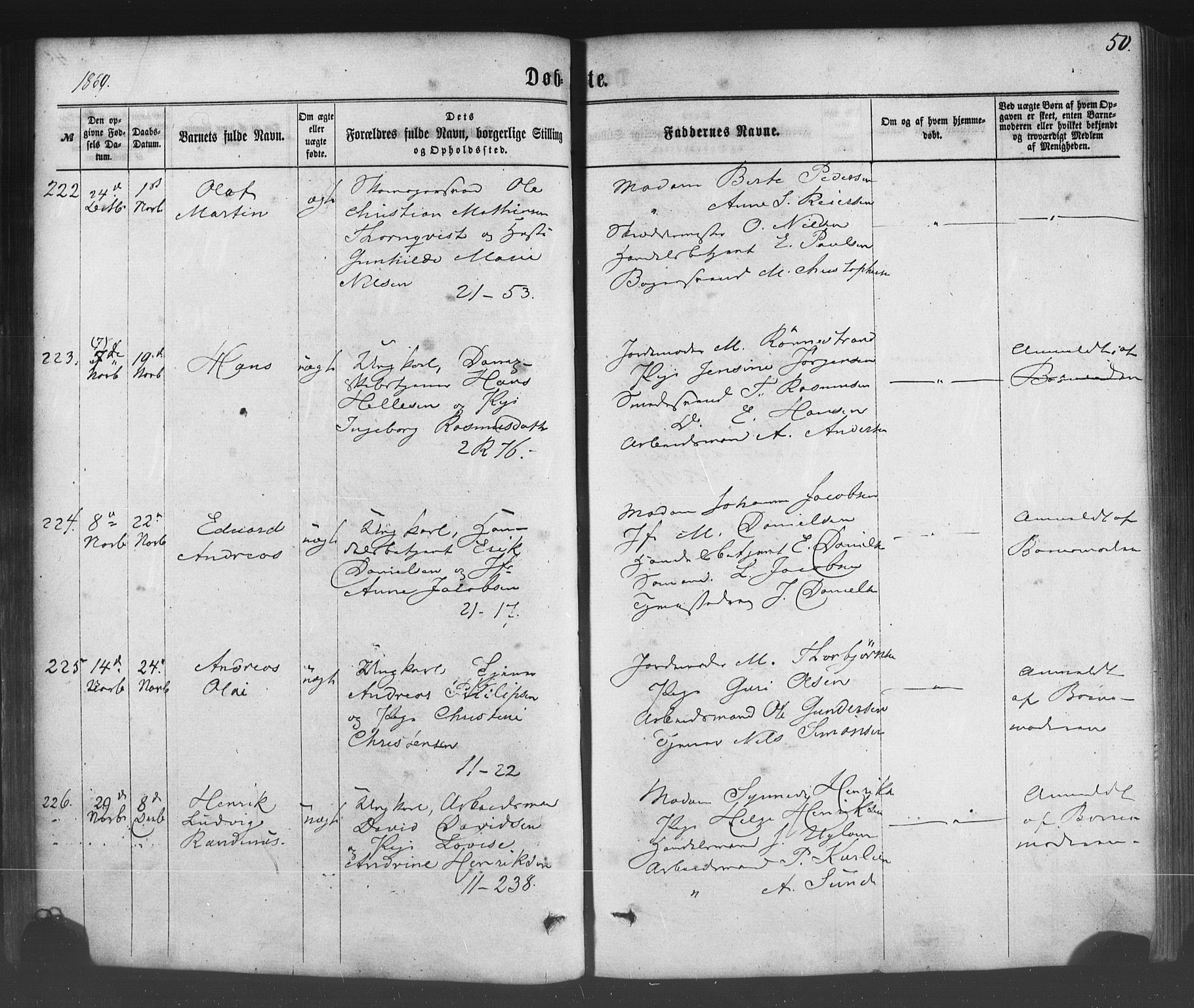 Fødselsstiftelsens sokneprestembete*, SAB/-: Parish register (official) no. A 1, 1863-1883, p. 50