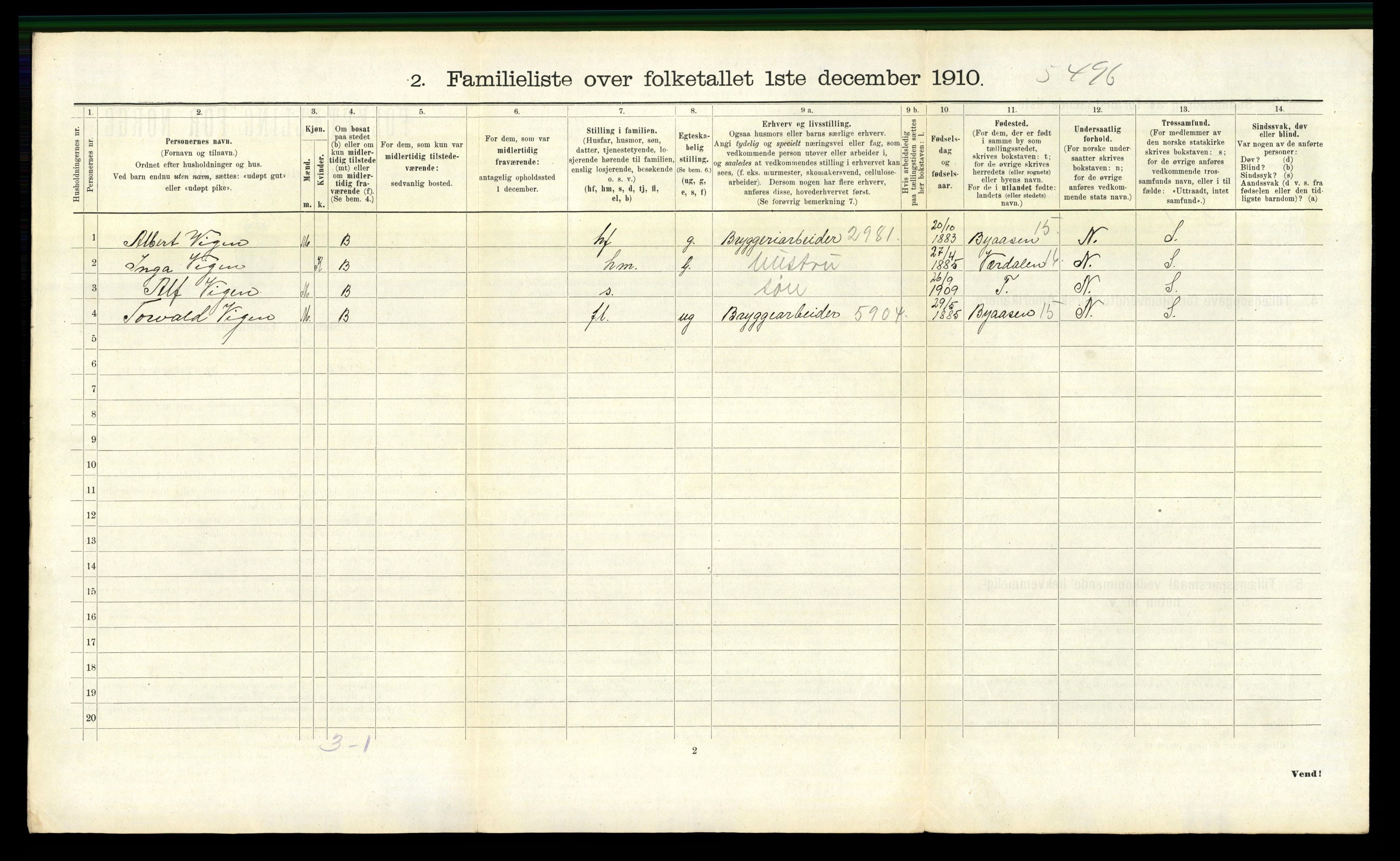 RA, 1910 census for Trondheim, 1910, p. 17236