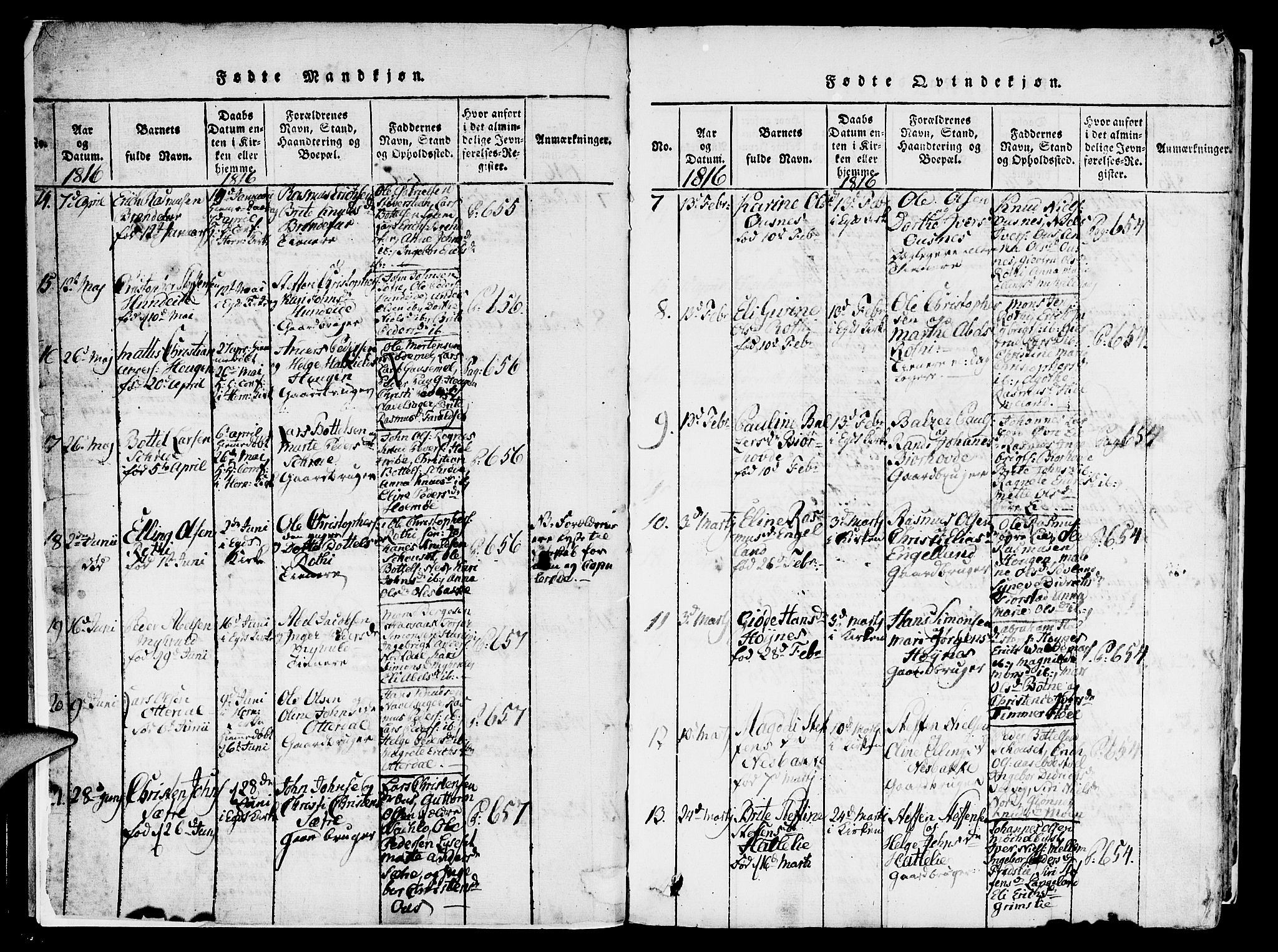 Eid sokneprestembete, AV/SAB-A-82301/H/Haa/Haaa/L0005: Parish register (official) no. A 5, 1816-1830, p. 4-5