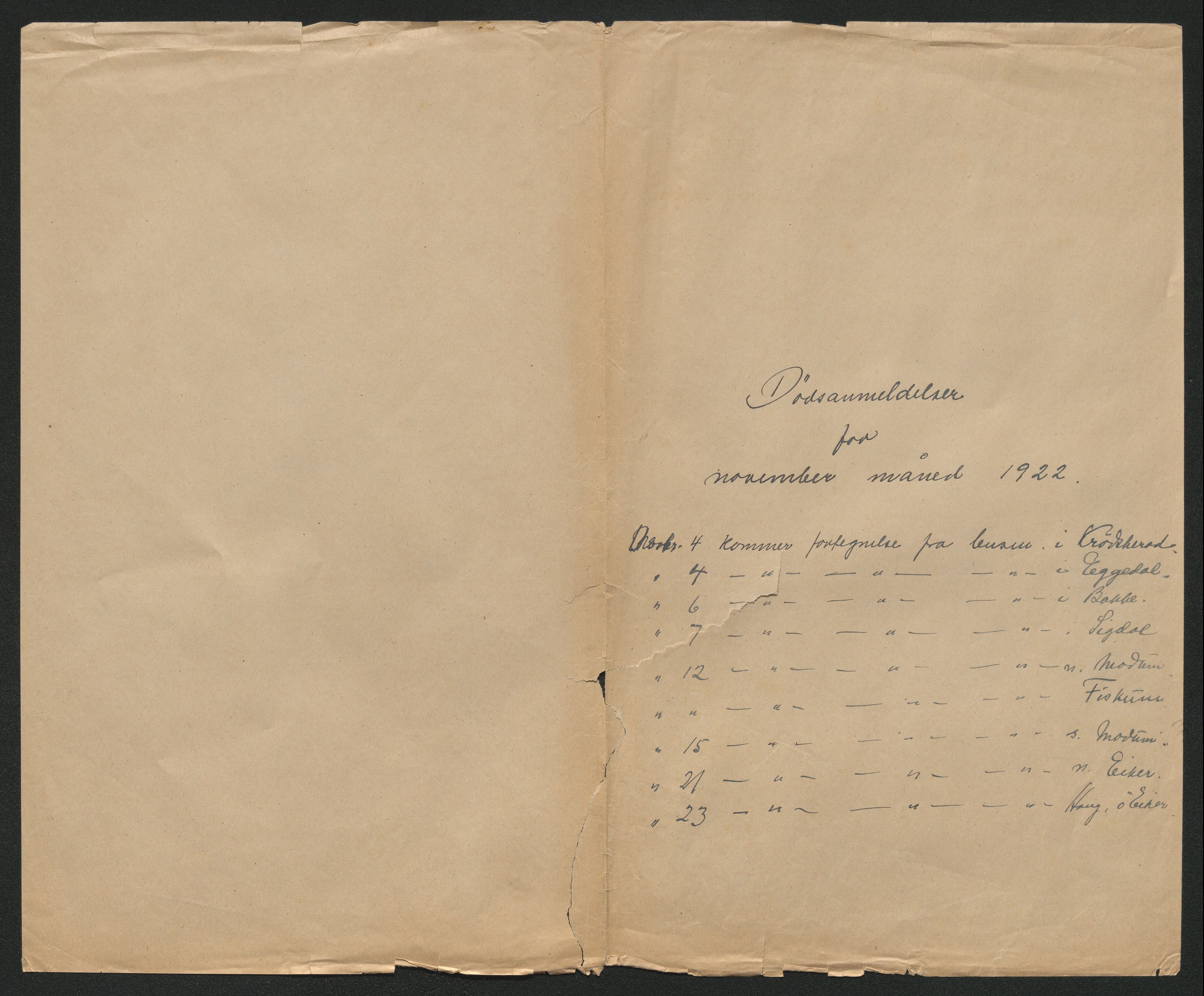 Eiker, Modum og Sigdal sorenskriveri, AV/SAKO-A-123/H/Ha/Hab/L0041: Dødsfallsmeldinger, 1922-1923, p. 445