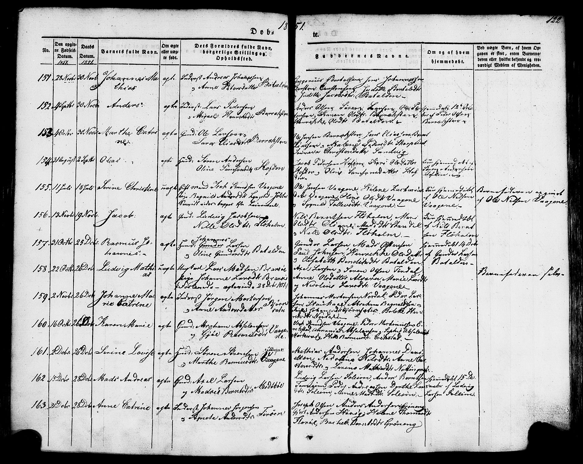 Kinn sokneprestembete, AV/SAB-A-80801/H/Haa/Haaa/L0005: Parish register (official) no. A 5, 1841-1857, p. 122